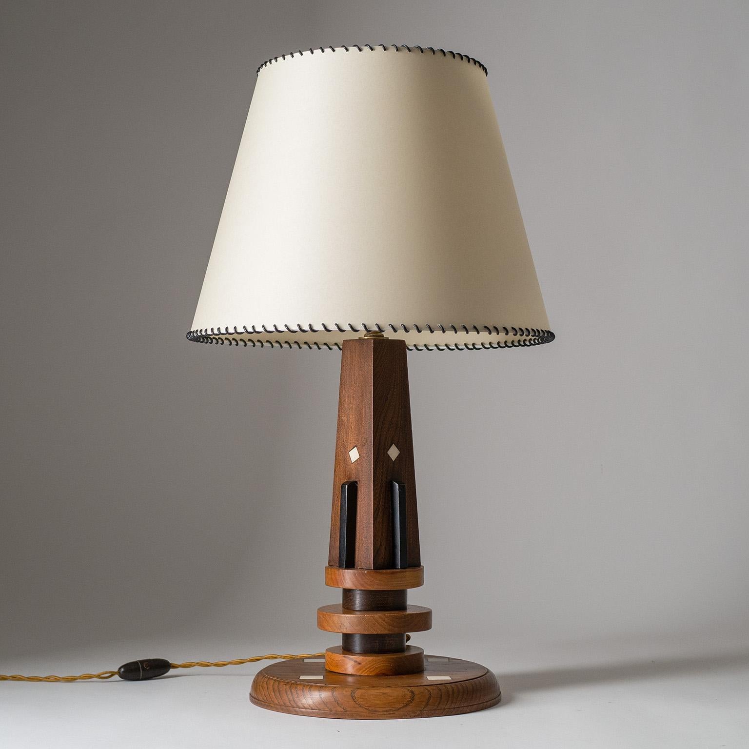 Early Adnet Table Lamp, circa 1925, Oak, Parchment Shade 3