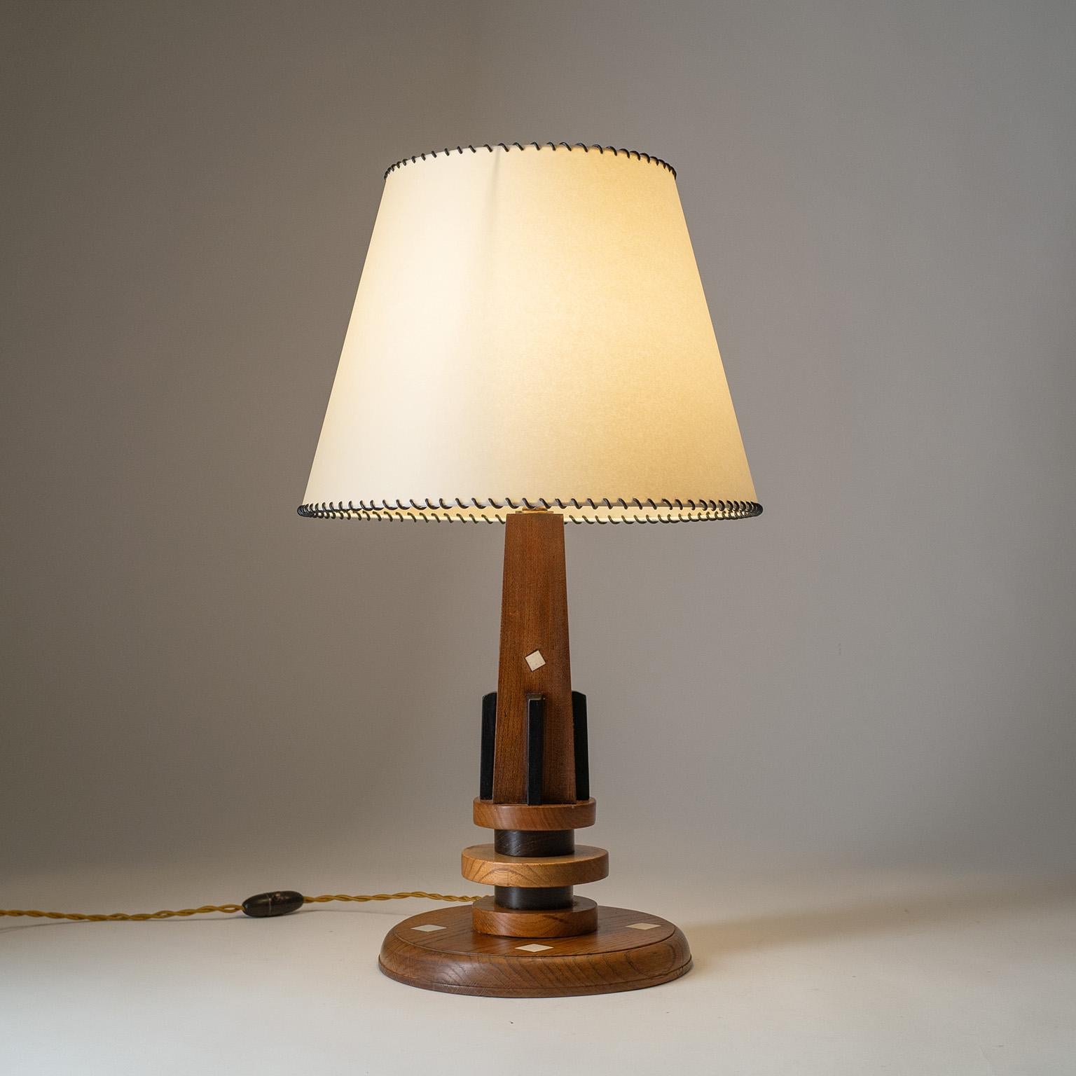 Early Adnet Table Lamp, circa 1925, Oak, Parchment Shade 5