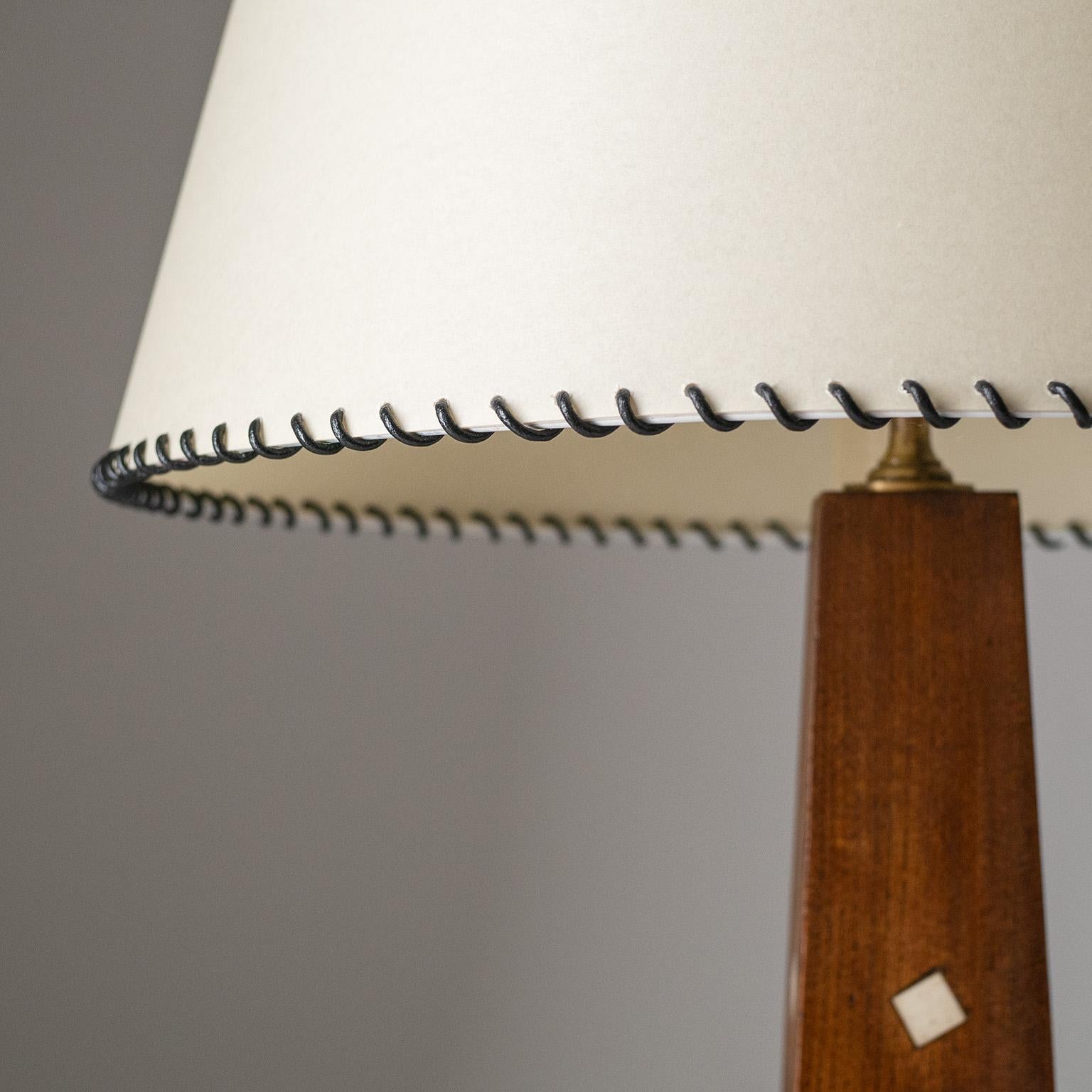Art Deco Early Adnet Table Lamp, circa 1925, Oak, Parchment Shade