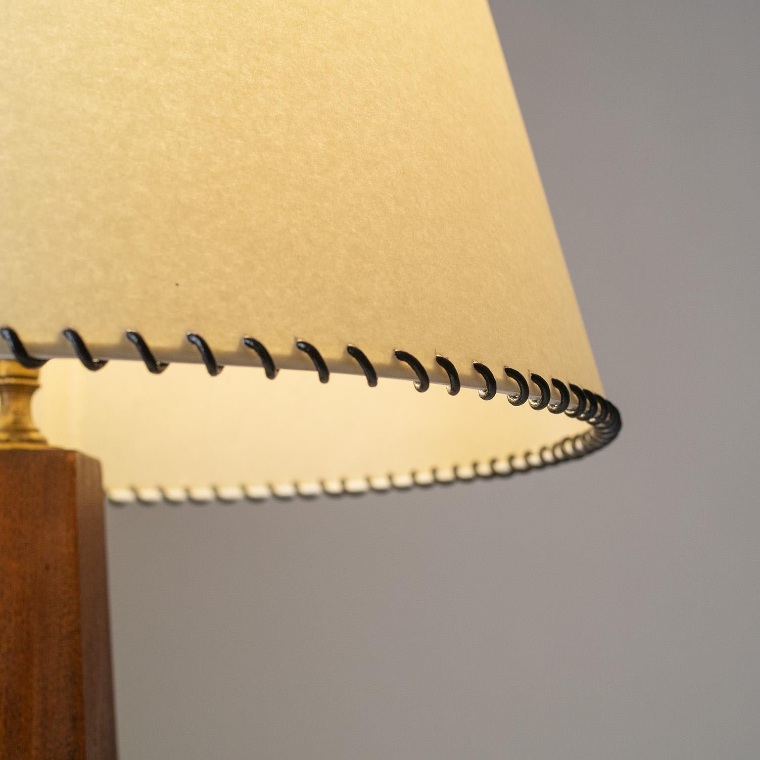 Stained Early Adnet Table Lamp, circa 1925, Oak, Parchment Shade