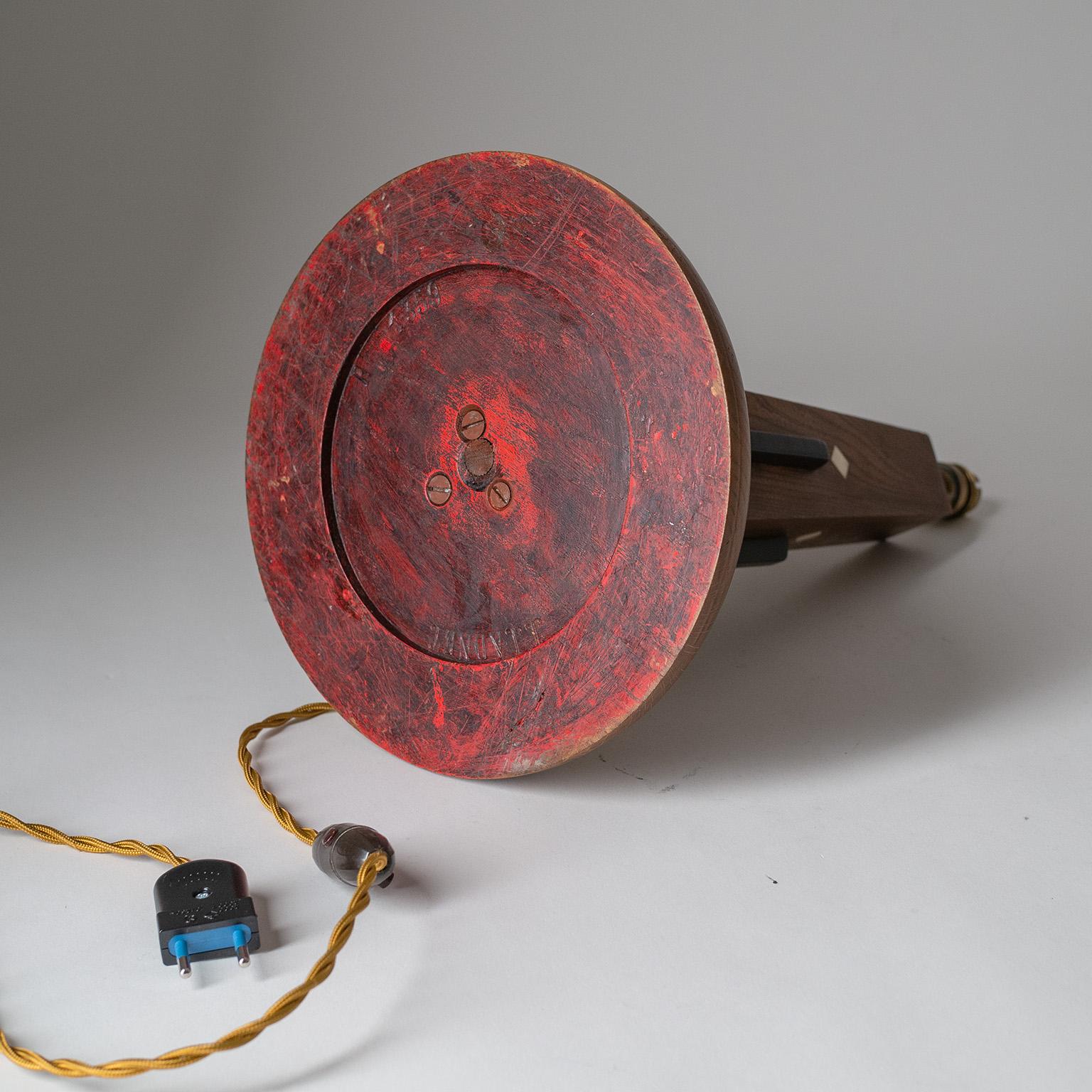 Bone Early Adnet Table Lamp, circa 1925, Oak, Parchment Shade
