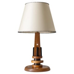 Early Adnet Table Lamp, circa 1925, Oak, Parchment Shade