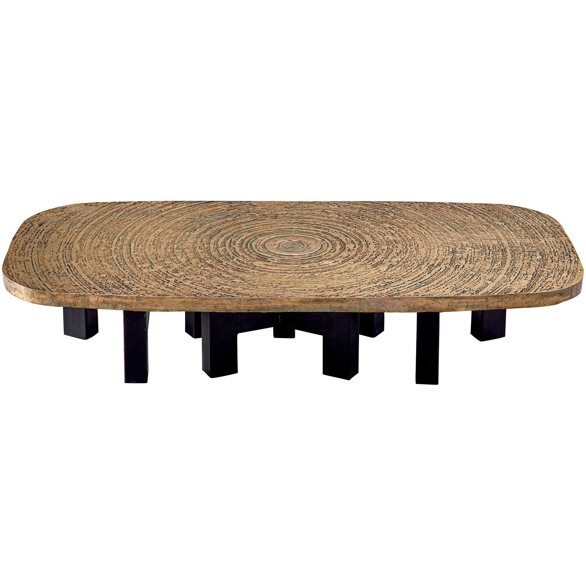 Early Ado Chale 'Goutte d'Eau' Coffee Table in Patinated Bronze