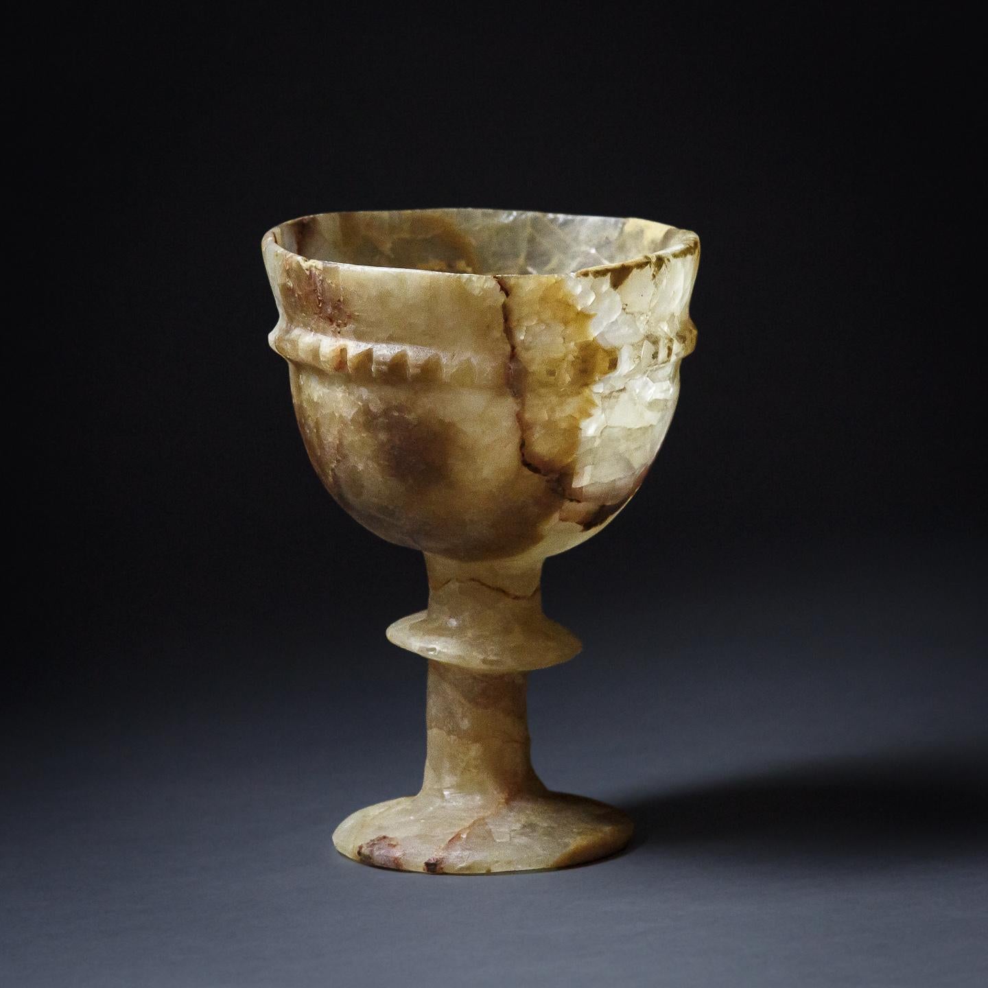 Early Alabaster Mass Chalice.
Extraordinary patination and wear
Eastern Roman Empire Circa 3rd - 5th


 Century Private Burgundy Collection Since 1960.