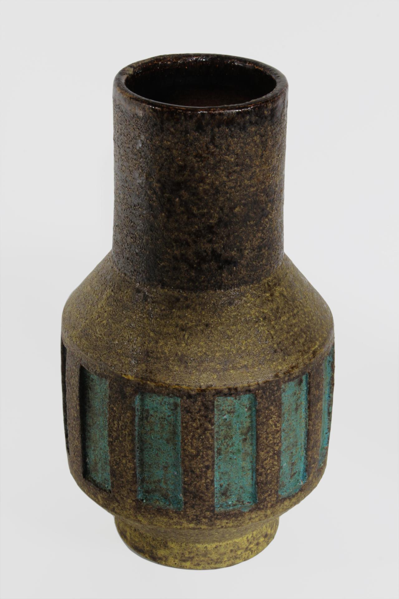 Mid-Century Modern Vase en grès des débuts d'Aldo Londi pour Bitossi en vente