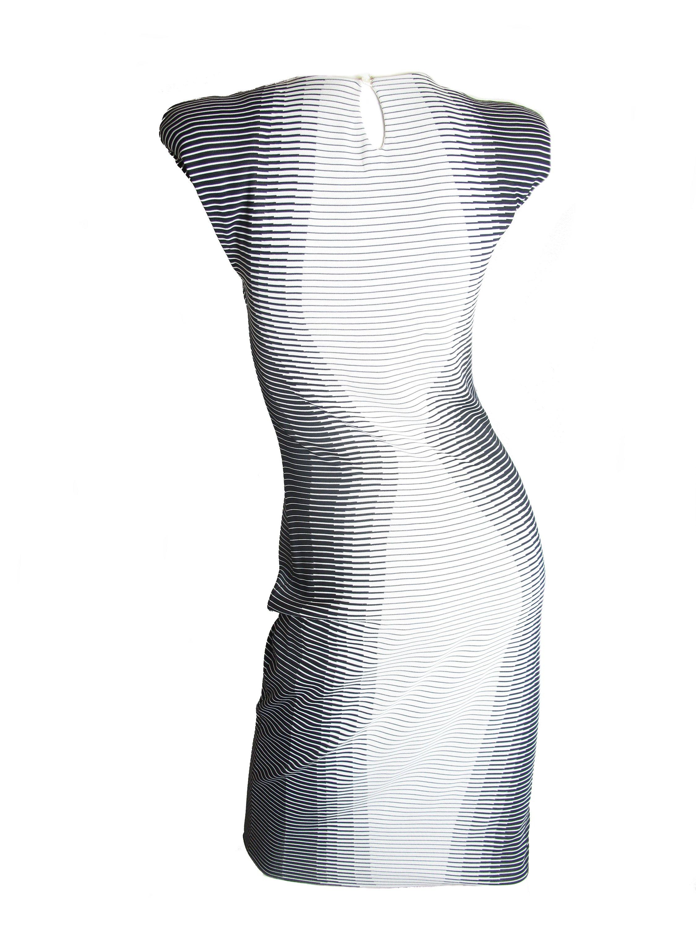 Early Alexander McQueen 2009 Optical Illusion Black White Runway Midi Dress For Sale 5