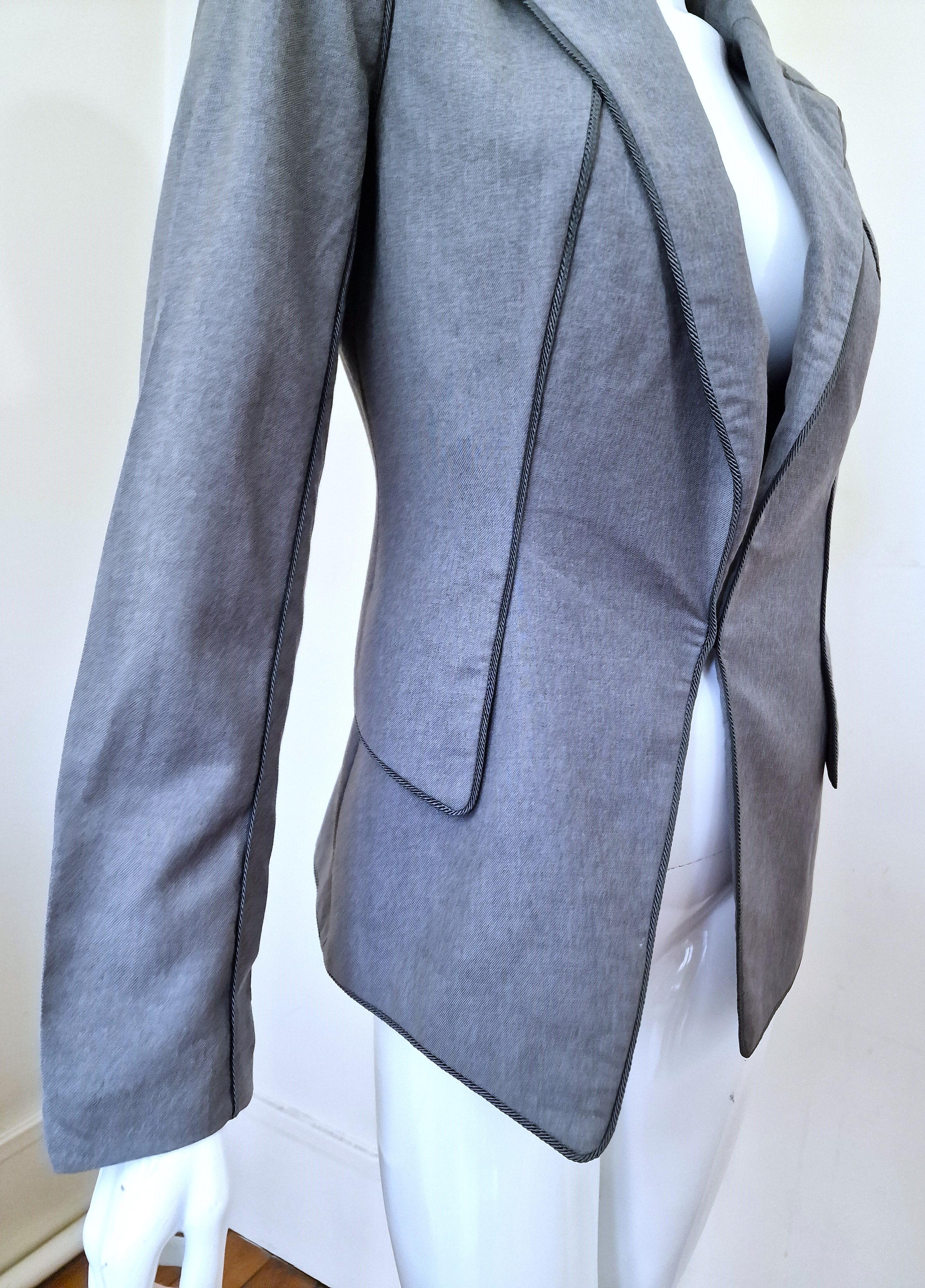 Early Alexander McQueen Grey Medium Wool Joan of Arc  Men Women Blazer Jacket For Sale 6