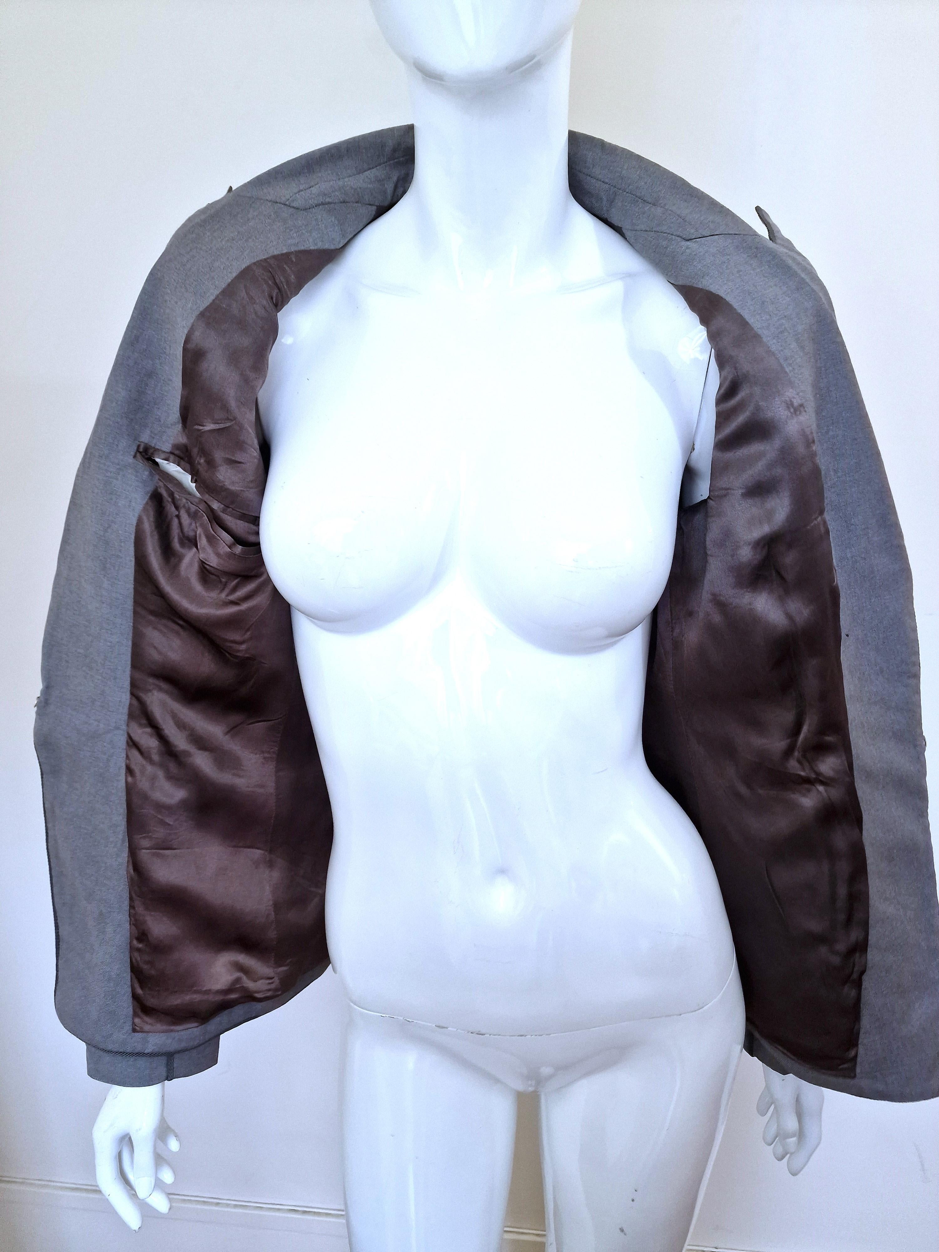 Early Alexander McQueen Grey Medium Wool Joan of Arc  Men Women Blazer Jacket For Sale 8