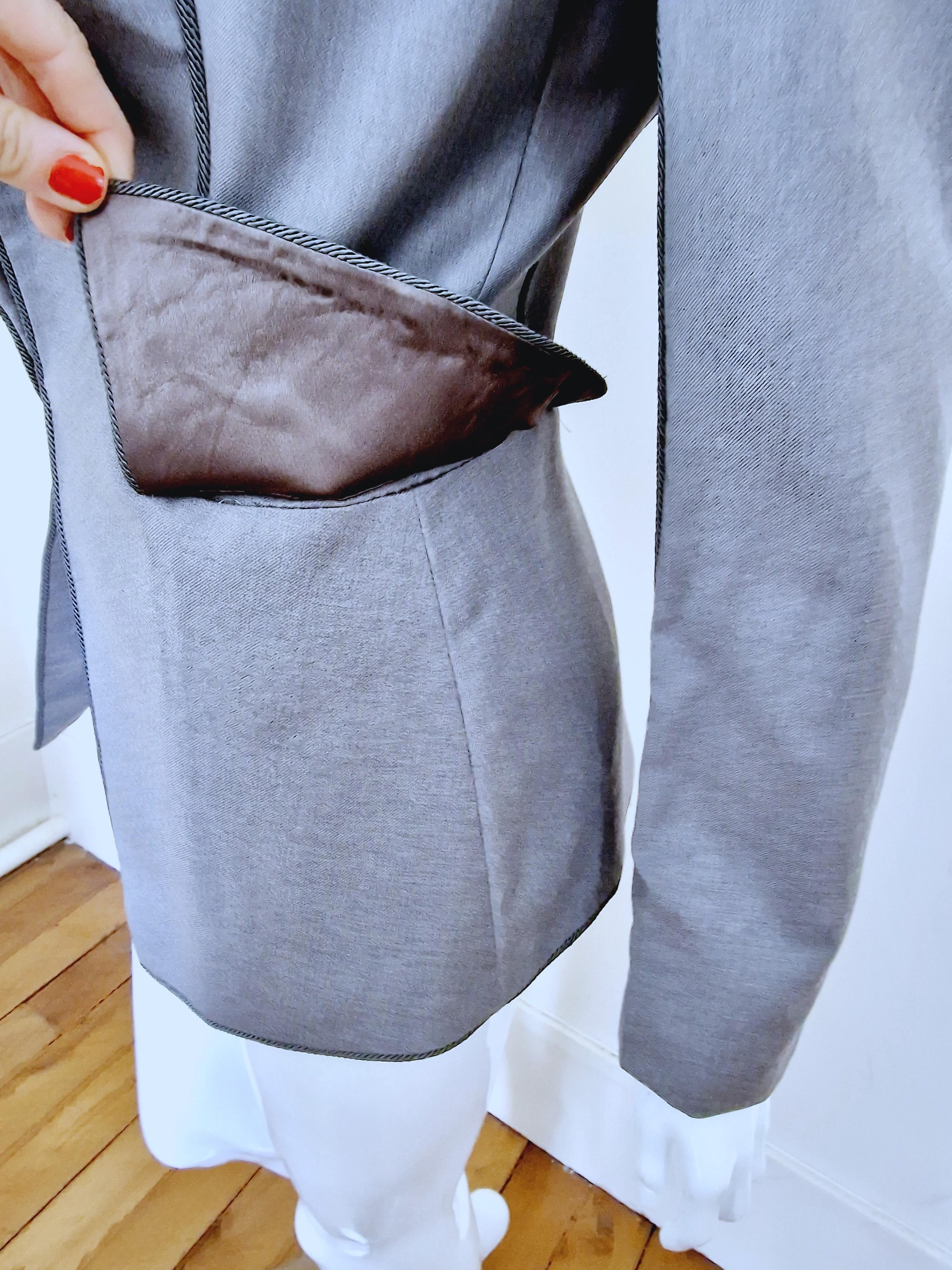 Early Alexander McQueen Grey Medium Wool Joan of Arc  Men Women Blazer Jacket For Sale 2