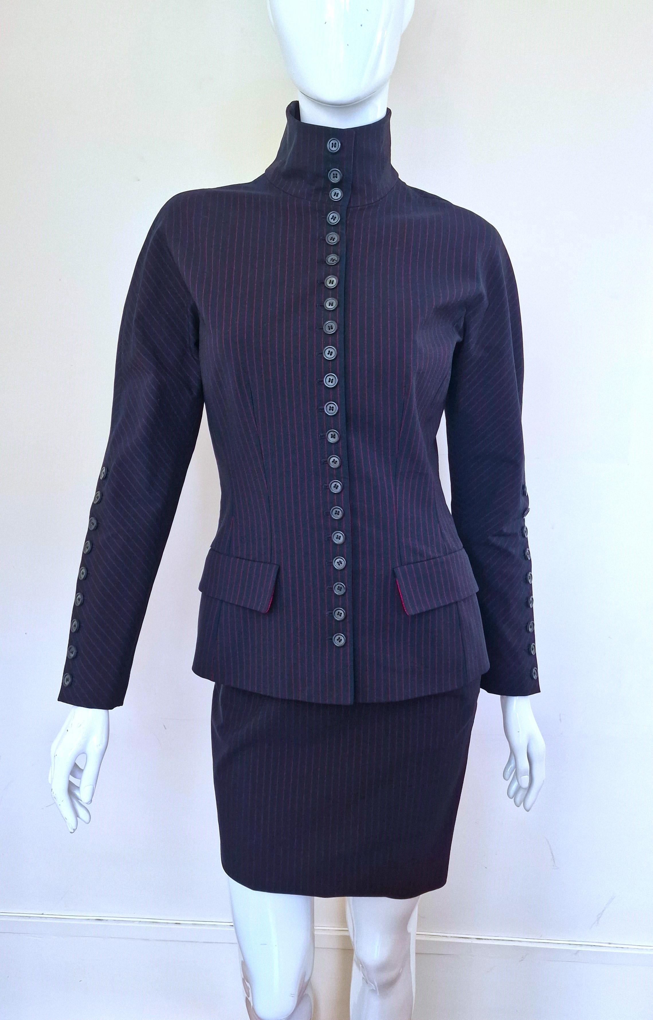 Early Alexander McQueen Joan of Arc Cape 1998 AW98 Runway Collar Dress Suit  en vente 6