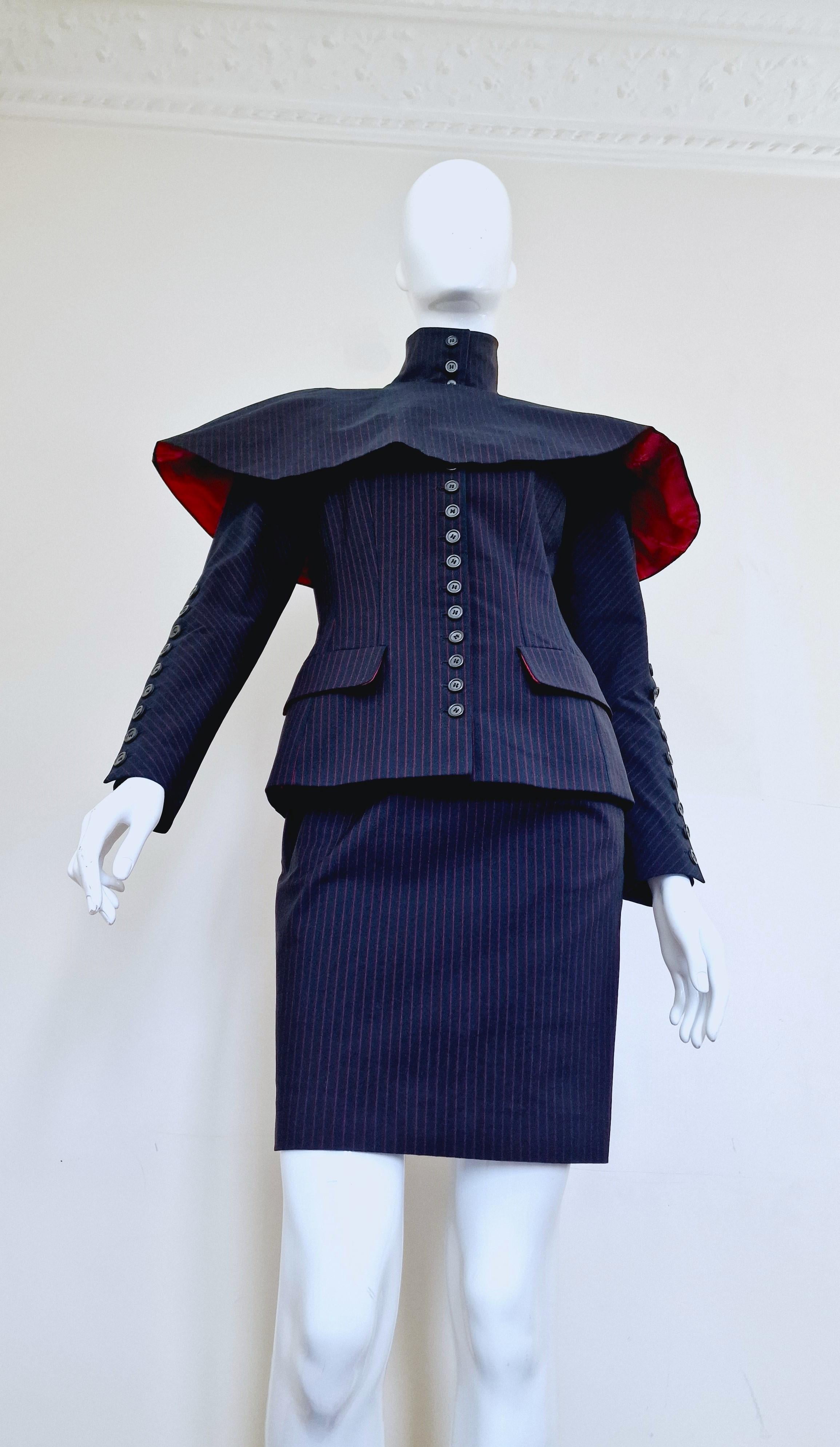 Early Alexander McQueen Joan of Arc Cape 1998 AW98 Runway Collar Dress Suit  For Sale 3
