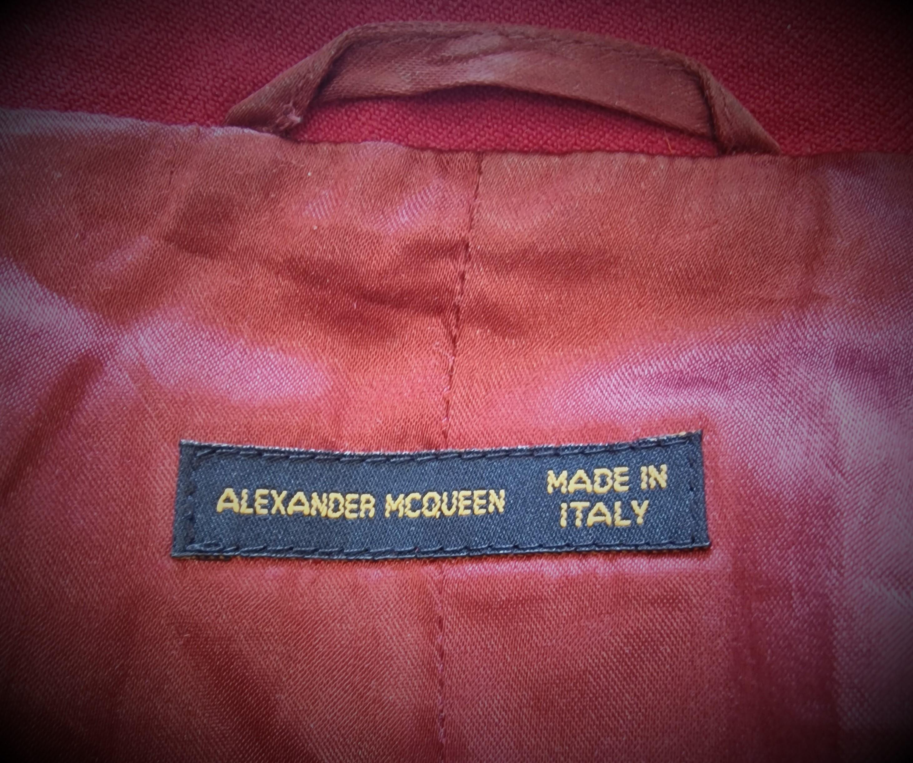 Early Alexander McQueen Red Runway Joan of Arc Couture Men Women Blazer Jacket For Sale 7