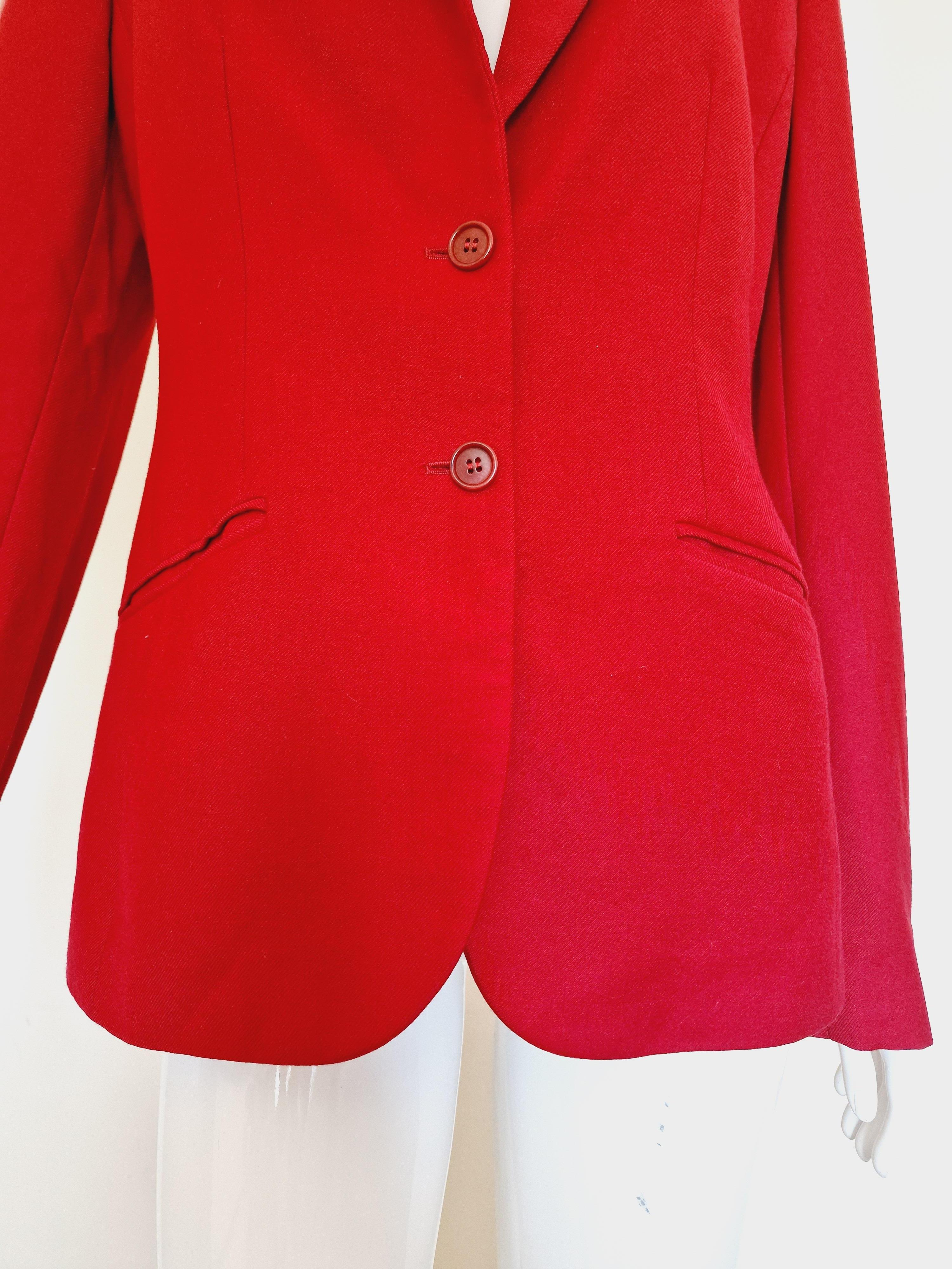 Early Alexander McQueen Red Runway Joan of Arc Couture Men Women Blazer Jacket For Sale 2