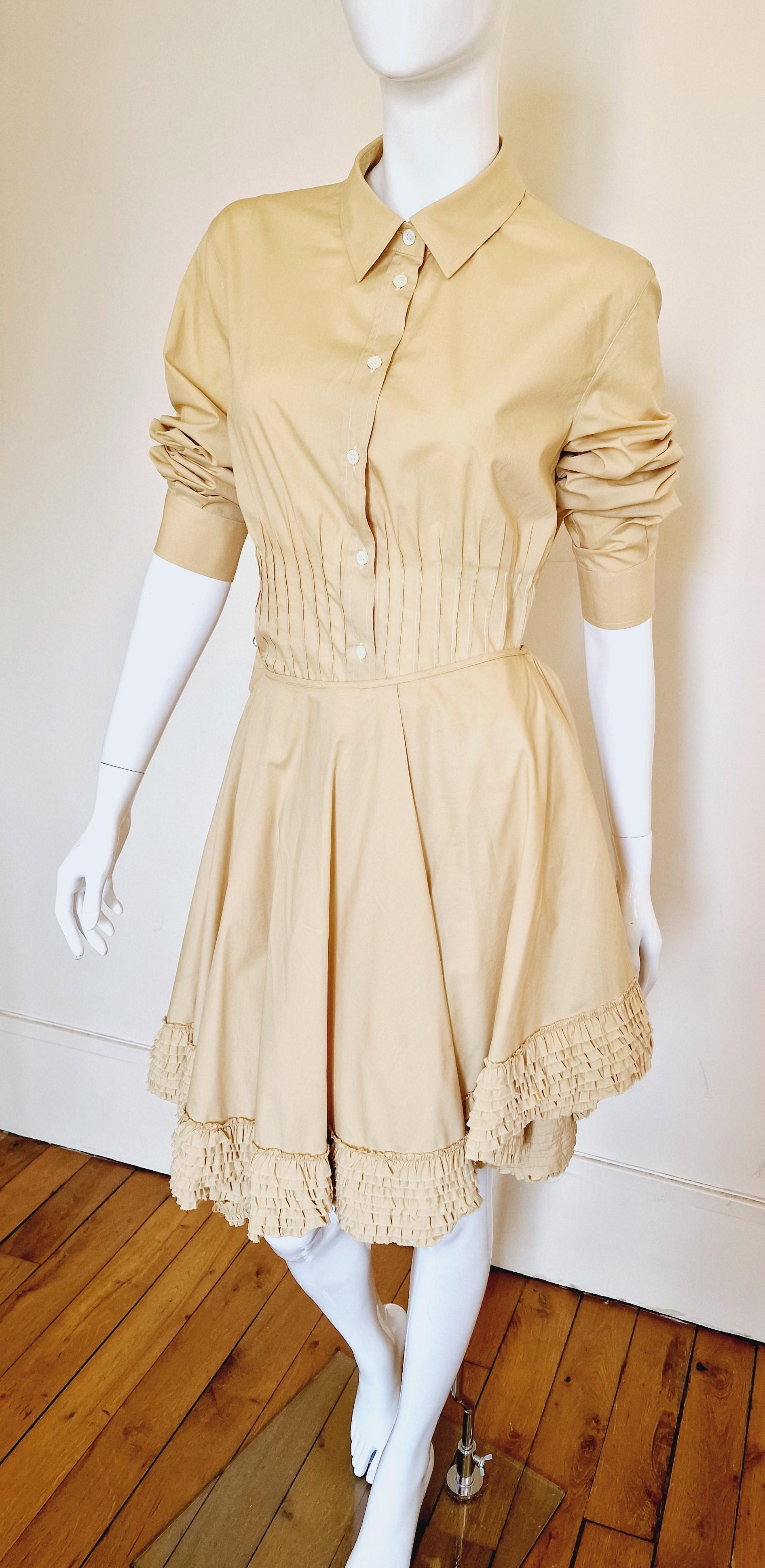 Beige Early Alexander McQueen Runway #20 The Dance of the Twisted Bull 2002 Dress For Sale