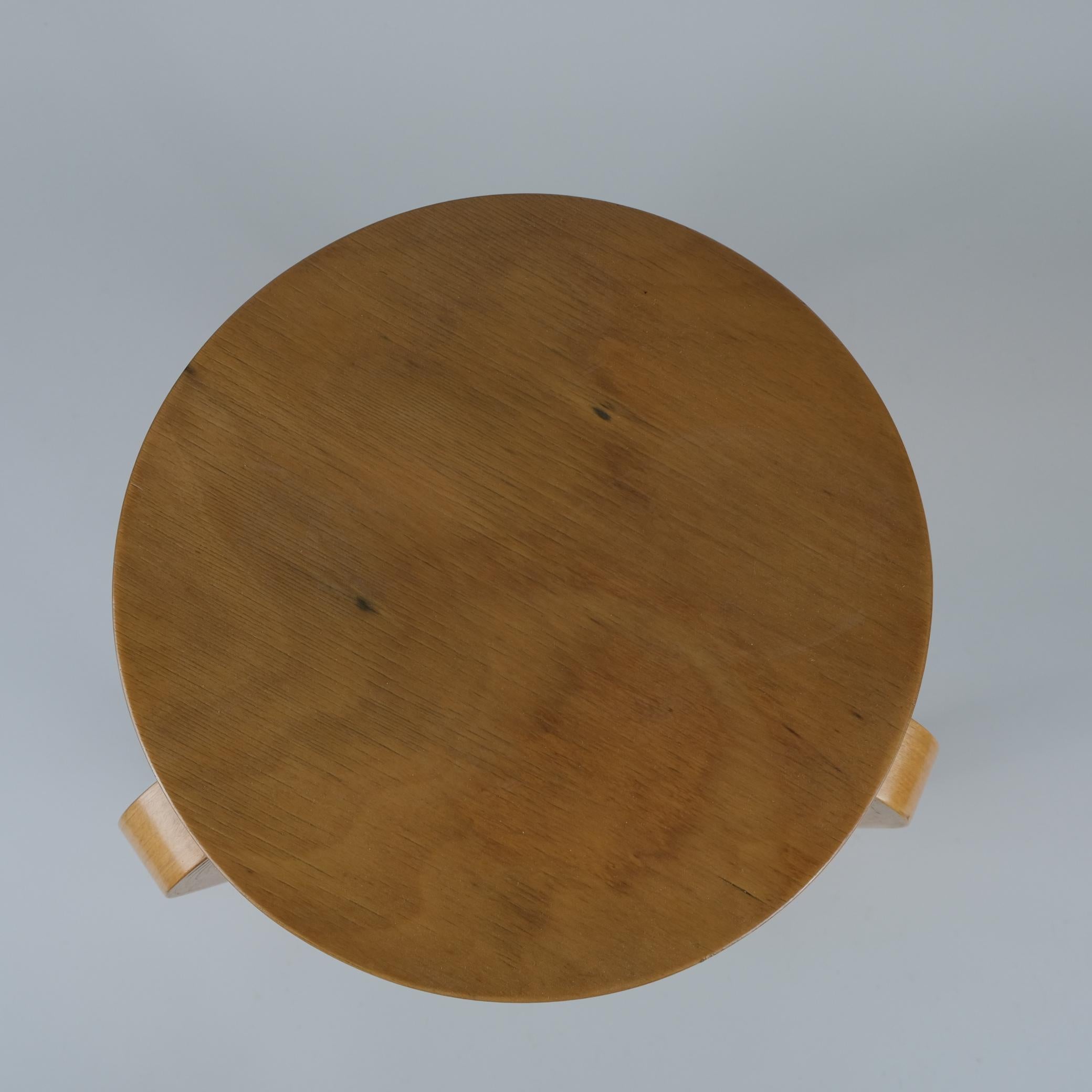 Early Alvar Aalto 3-legged Stool Model 60 In Birch, Artek 1930s For Sale 4