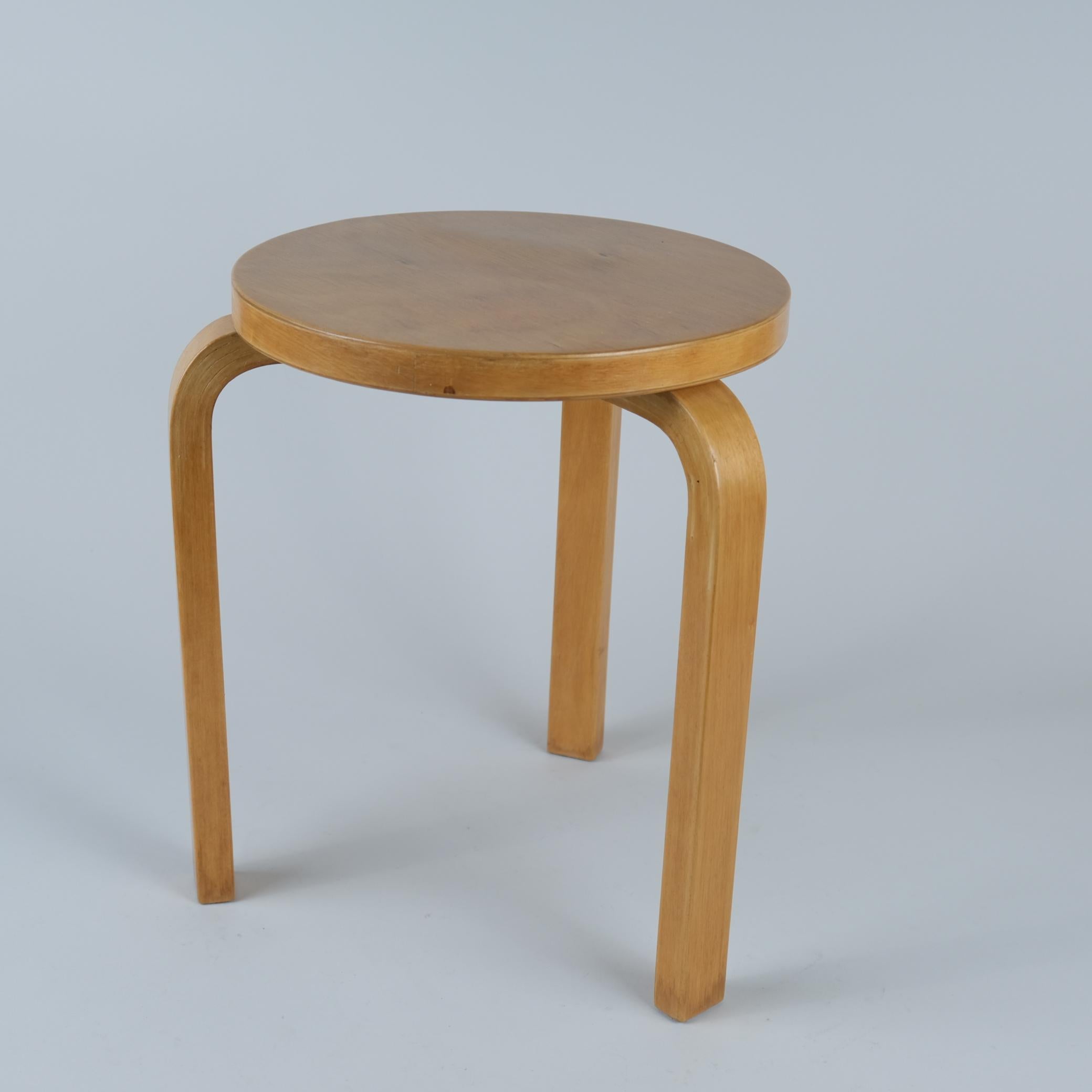 A lovely iconic Alvar Aalto stool for Artek in full birch. The model 60 stool is perhaps the most well known Aalto design and has always been attractive to people. As with a lot of Alvar Aalto's works the beauty comes from the simplicity and