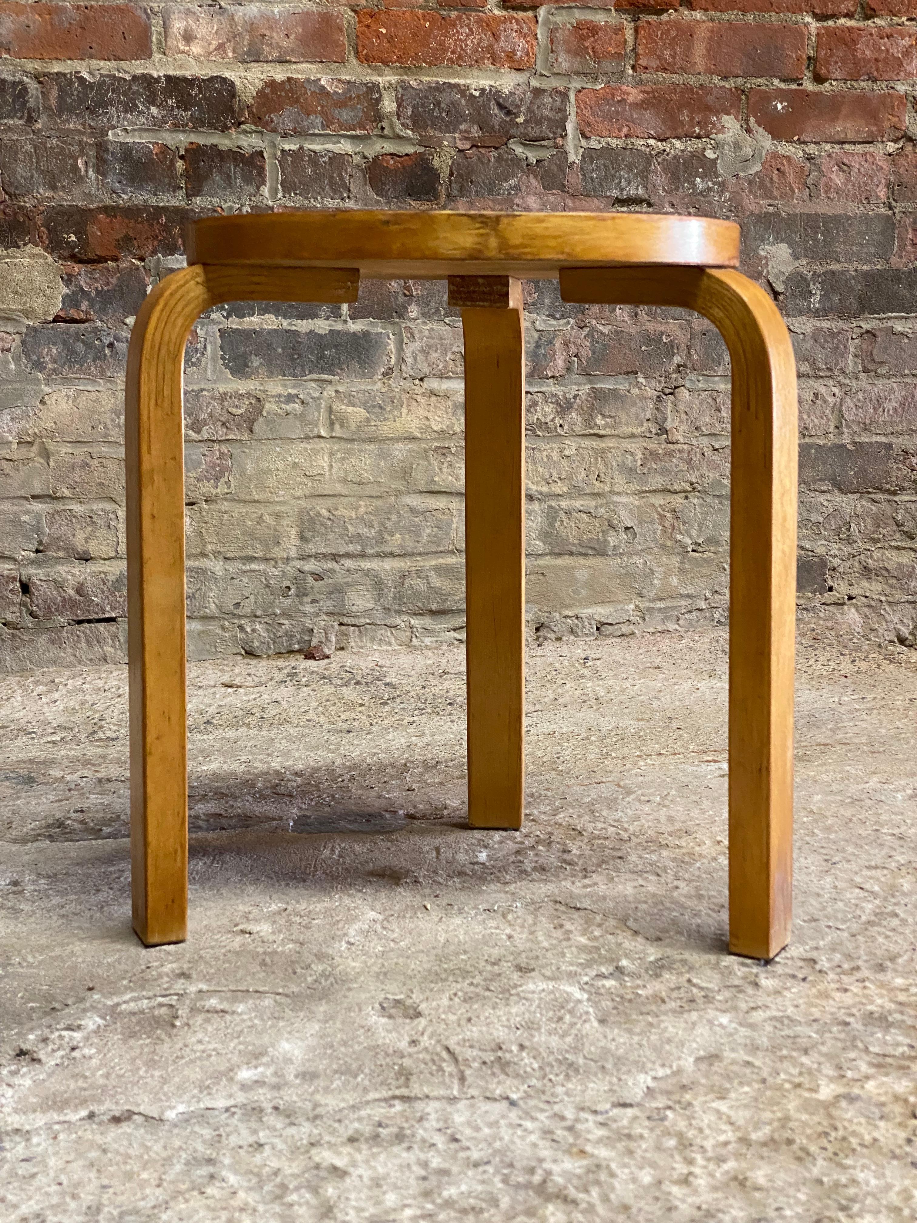 Early Alvar Aalto for Artek Birch and Black Laminate Stool 60 In Good Condition For Sale In Garnerville, NY