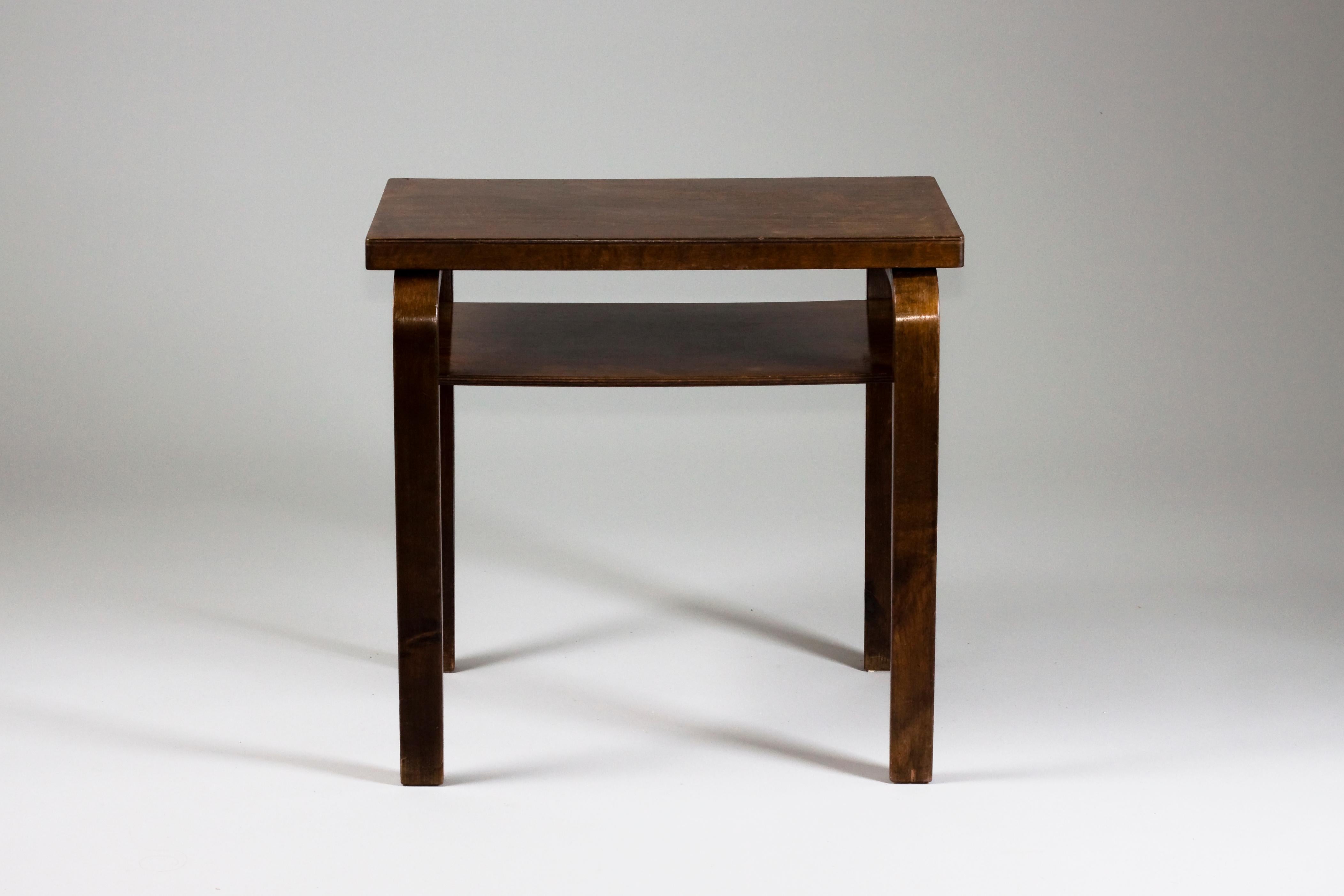 Scandinavian Modern Early Alvar Aalto Side Table With Shelf, Oy Huonekalu- ja Rakennustyötehdas Ab