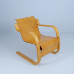 Early Alvar Aalto Spring Chair Model 42, Bent Plywood and Birch, Artek 1940s