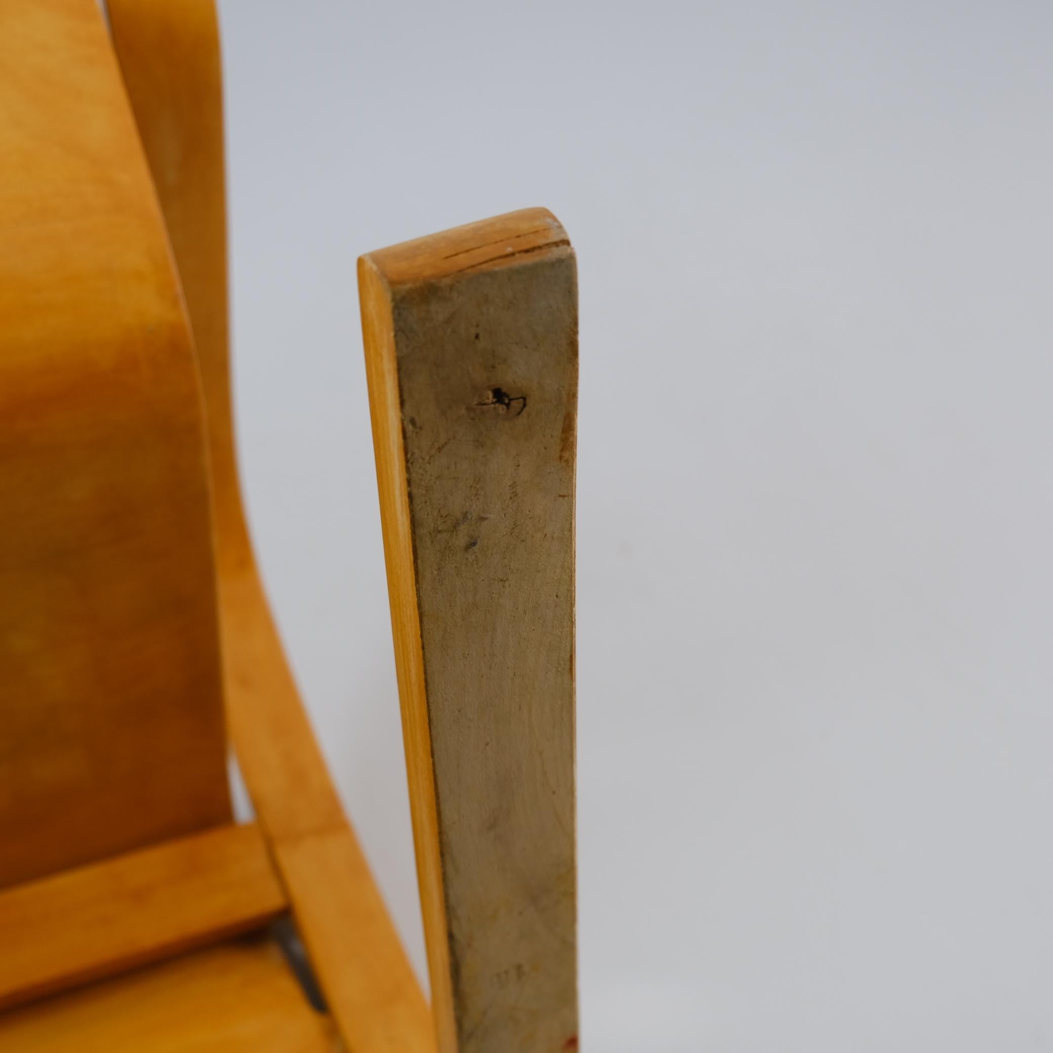 Bouleau Early Alvar Aalto Spring Chair Model 42, contreplaqué courbé et bouleau, Artek 1950s en vente