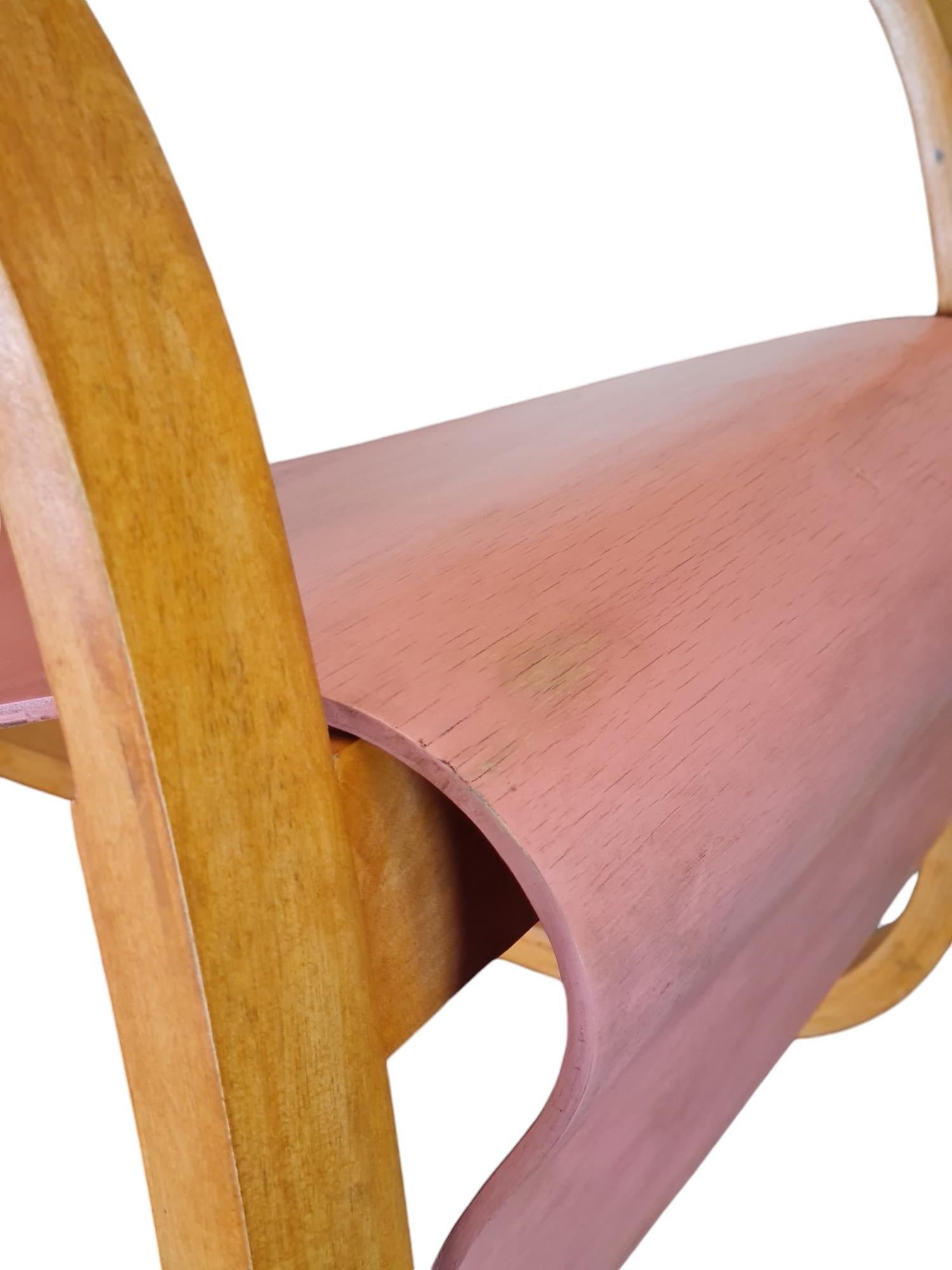 Early Alvar Aalto Spring Chair Model 31 in Pink and Bent Wood, Artek 1930s 7