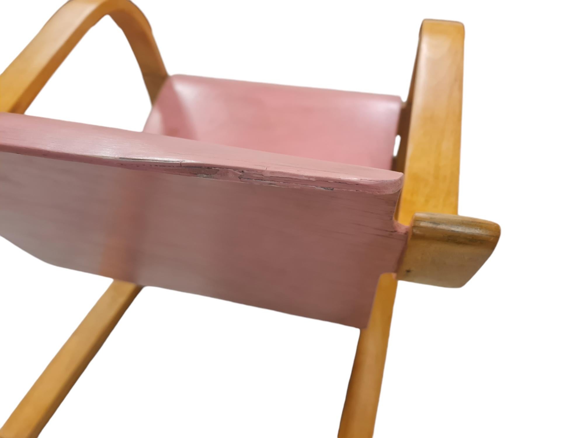 Early Alvar Aalto Spring Chair Model 31 in Pink and Bent Wood, Artek 1930s 10