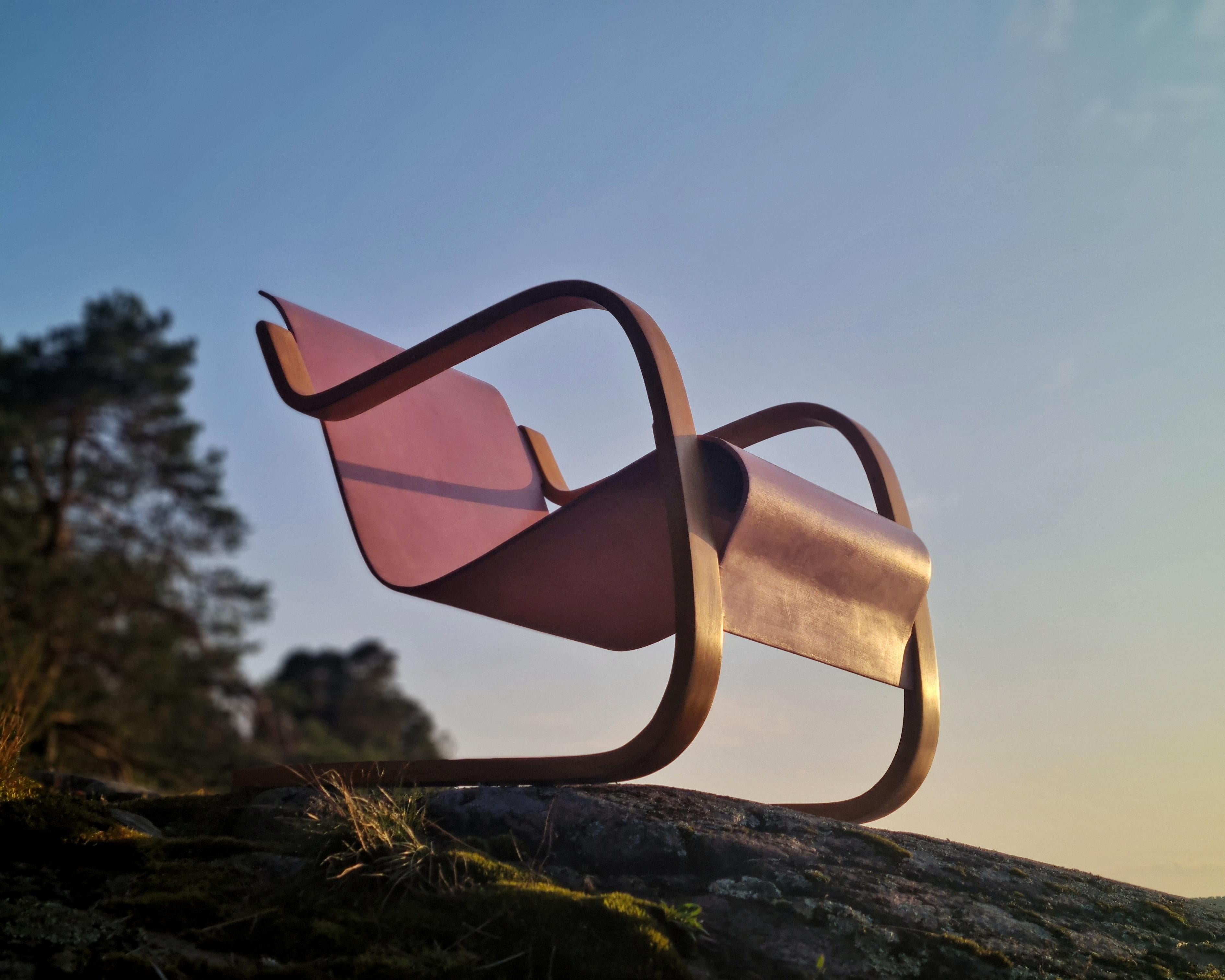 Early Alvar Aalto Spring Chair Model 31 in Pink and Bent Wood, Artek 1930s 11