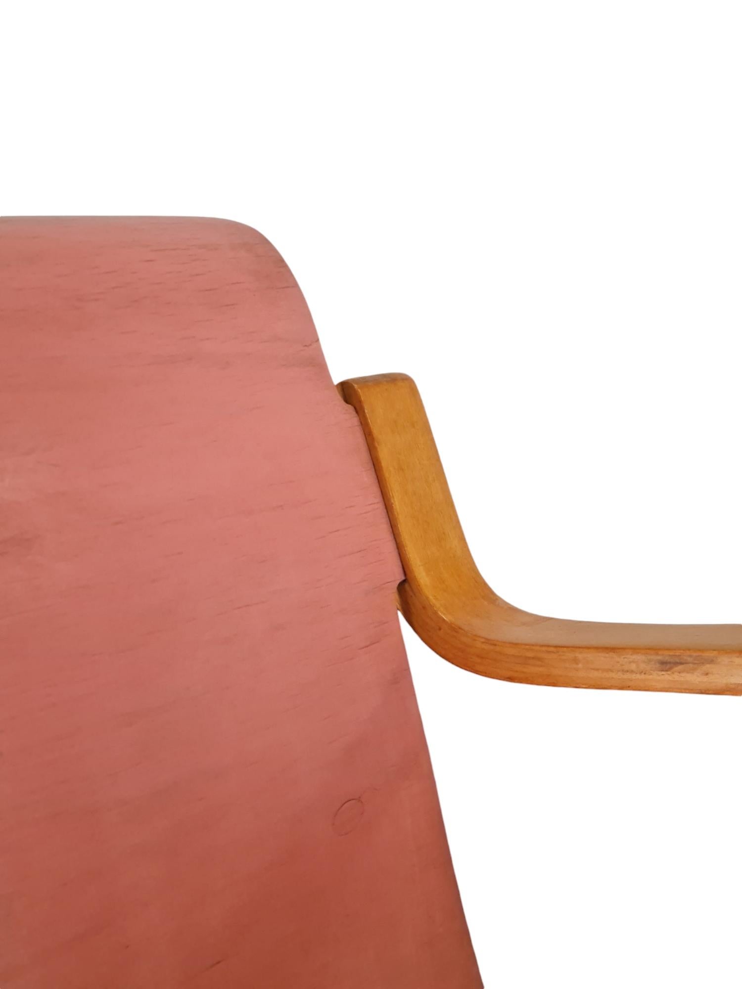Early Alvar Aalto Spring Chair Model 31 in Pink and Bent Wood, Artek 1930s 2