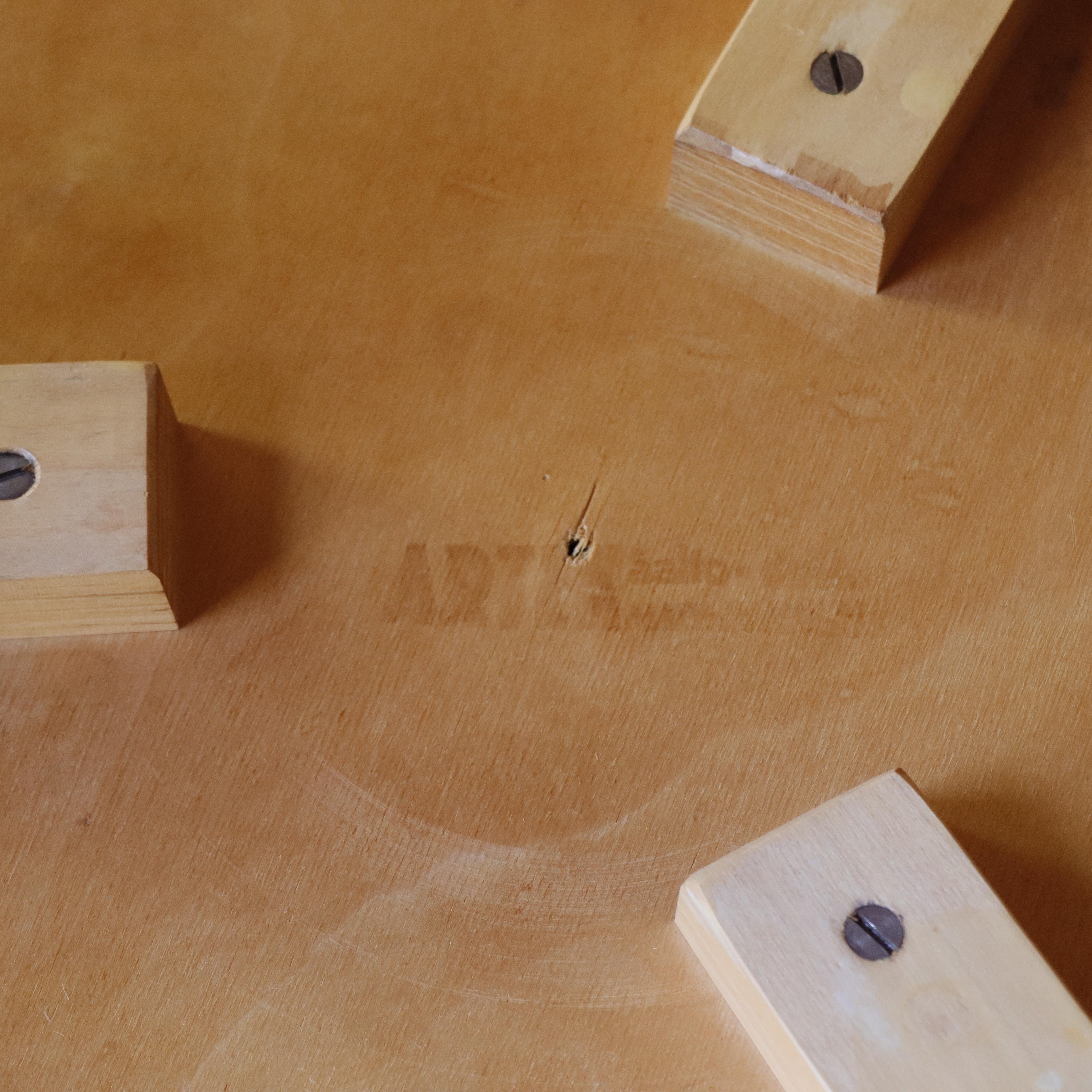 Early Alvar Aalto Stool, 1960s Birch, Artek Finland, Blue Laminate 1