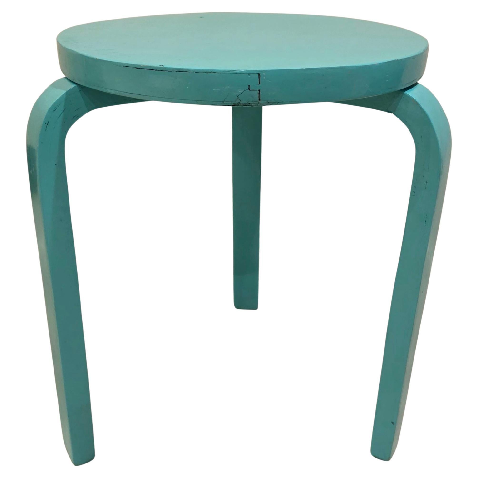 Iconic Alvar Aalto 3-legged Stool Model 60, Birch and Green Paint