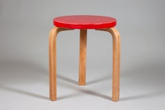 Early Alvar Aalto Stool 60 in Red Paint, Artek, Finland