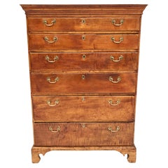 Early American 18th Century Chippendale Tiger Maple Tall Chest of Drawers