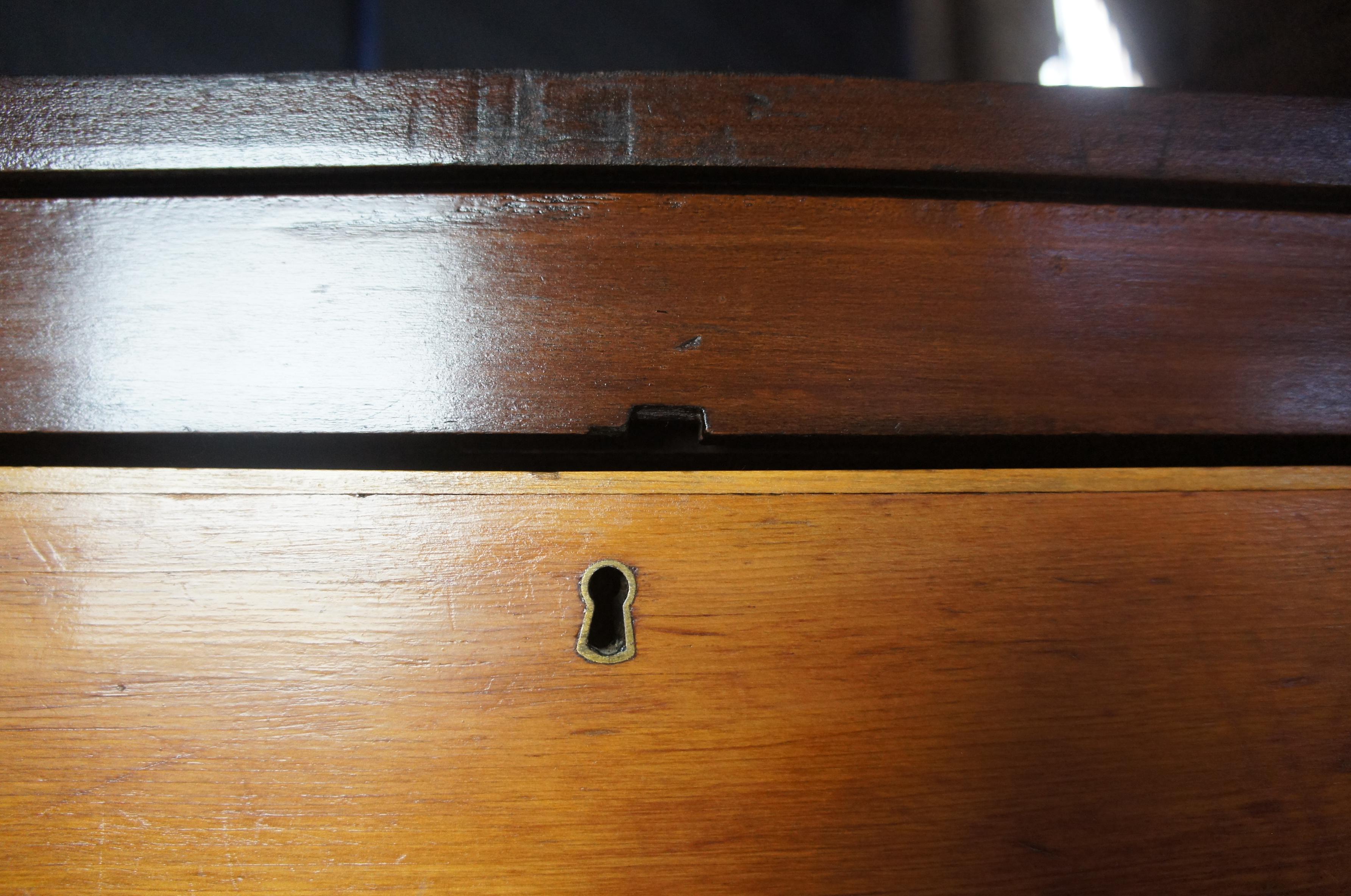 Early American Antique Pine 4-Drawer Tallboy Chest Rustic Primitive Dresser 5