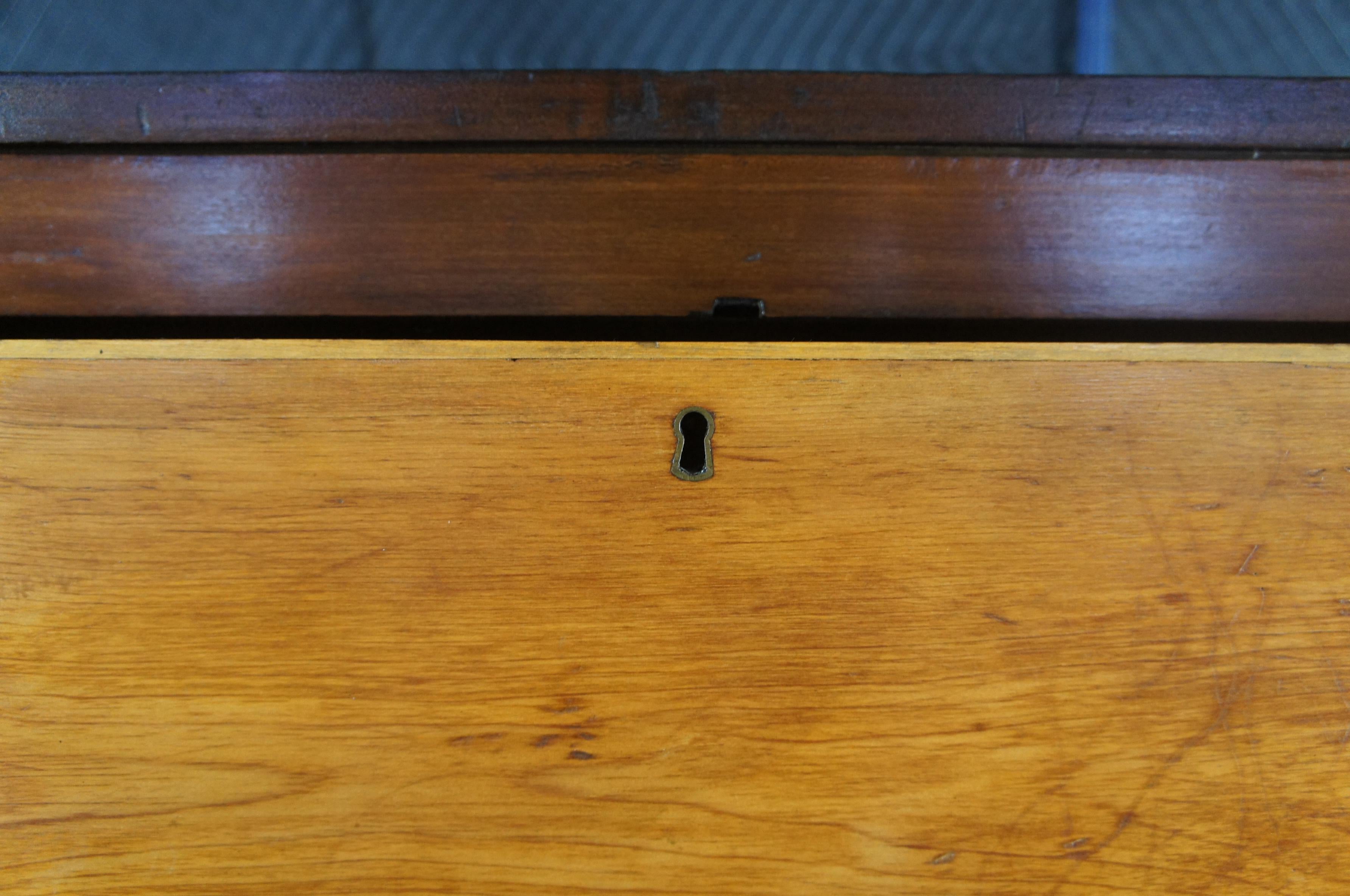 Early American Antique Pine 4-Drawer Tallboy Chest Rustic Primitive Dresser 1