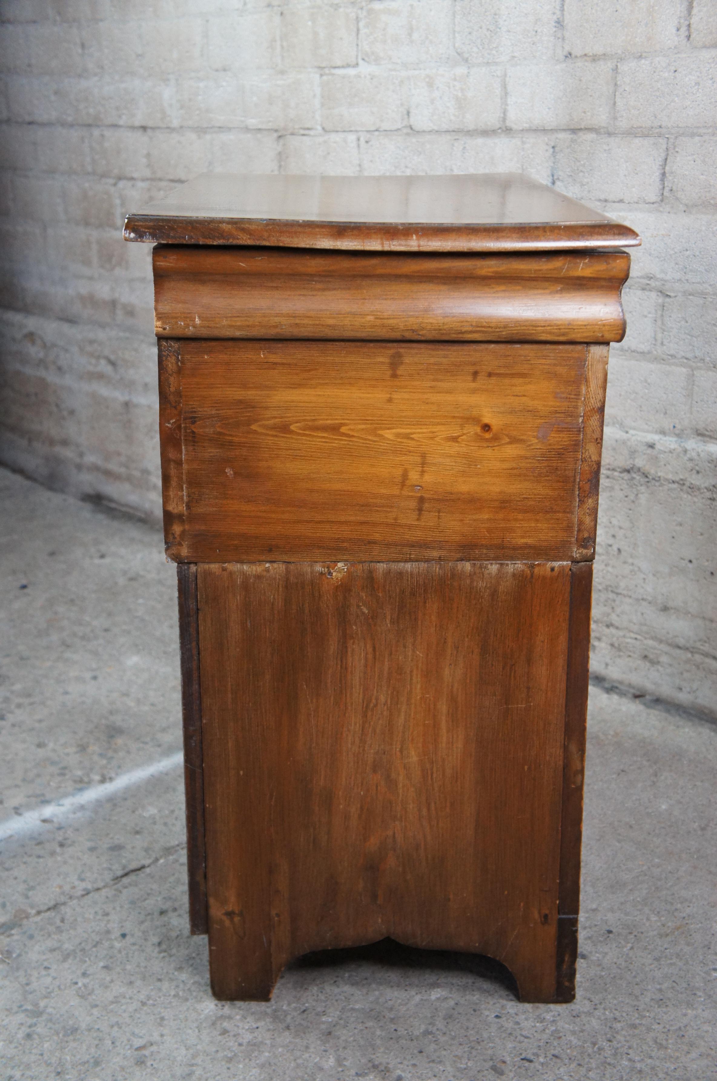 Early American Antique Pine Dough Box Bin Speaker Music Cabinet Trunk Chest For Sale 4