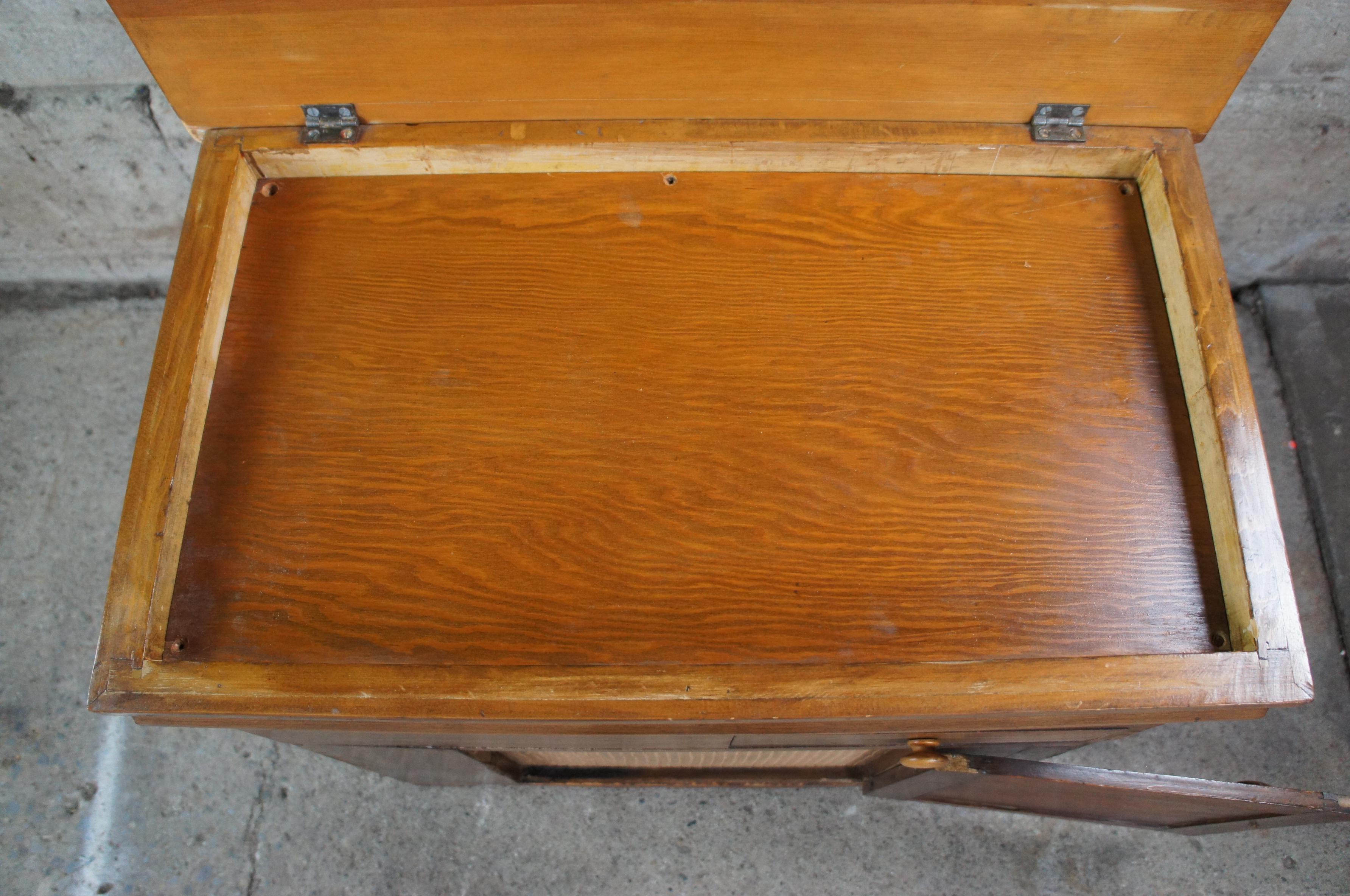 American Colonial Early American Antique Pine Dough Box Bin Speaker Music Cabinet Trunk Chest For Sale