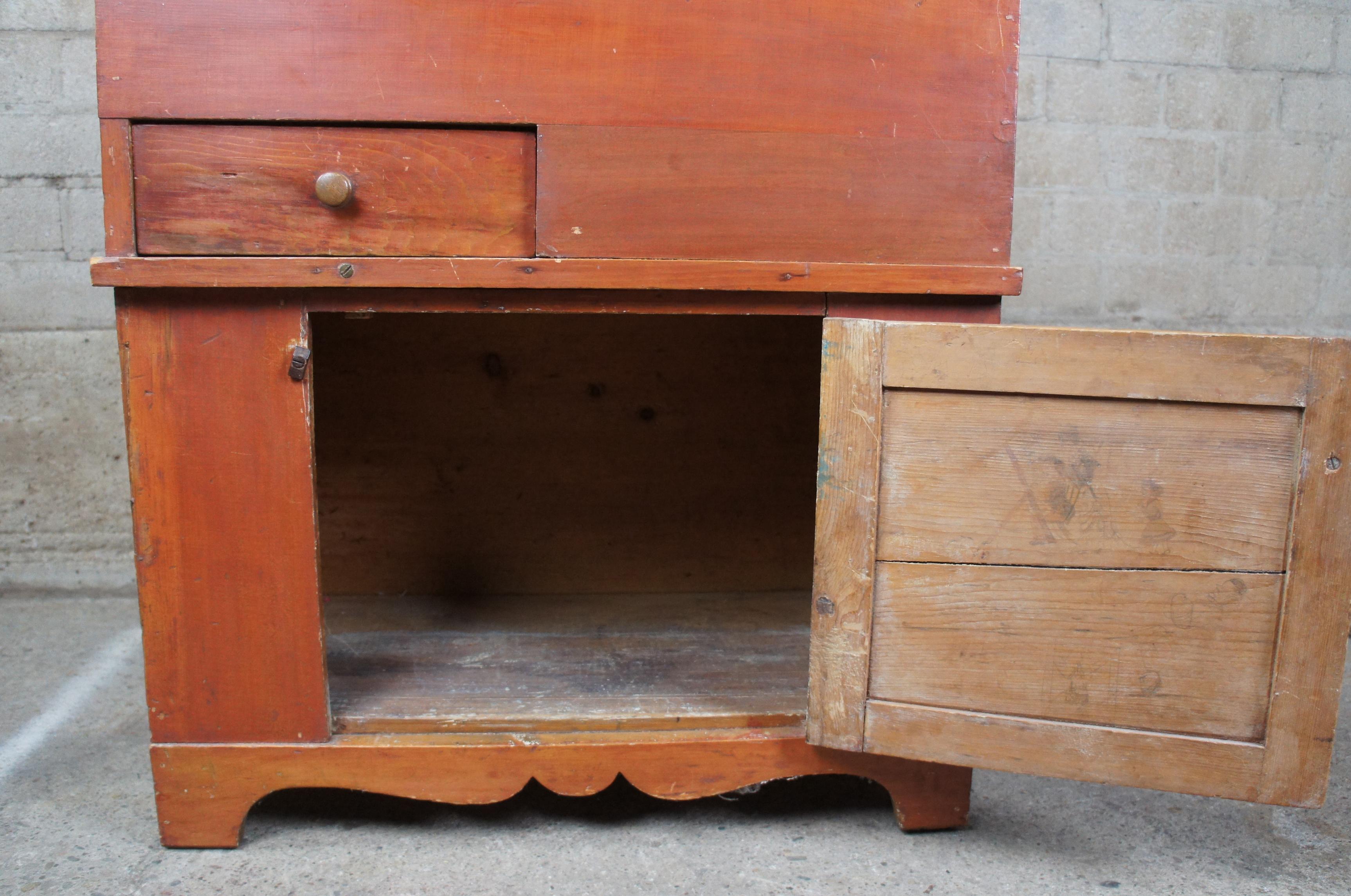 Early American Antique Pine Pennsylvania Lift Top Commode Cabinet Trunk Chest 4