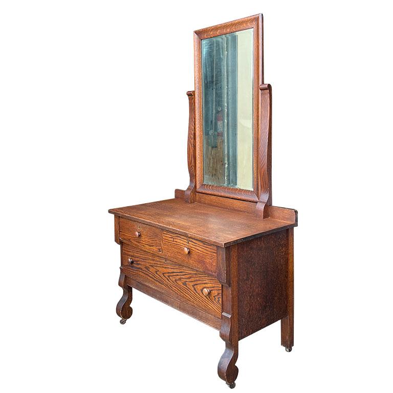 antique tiger oak dresser with mirror
