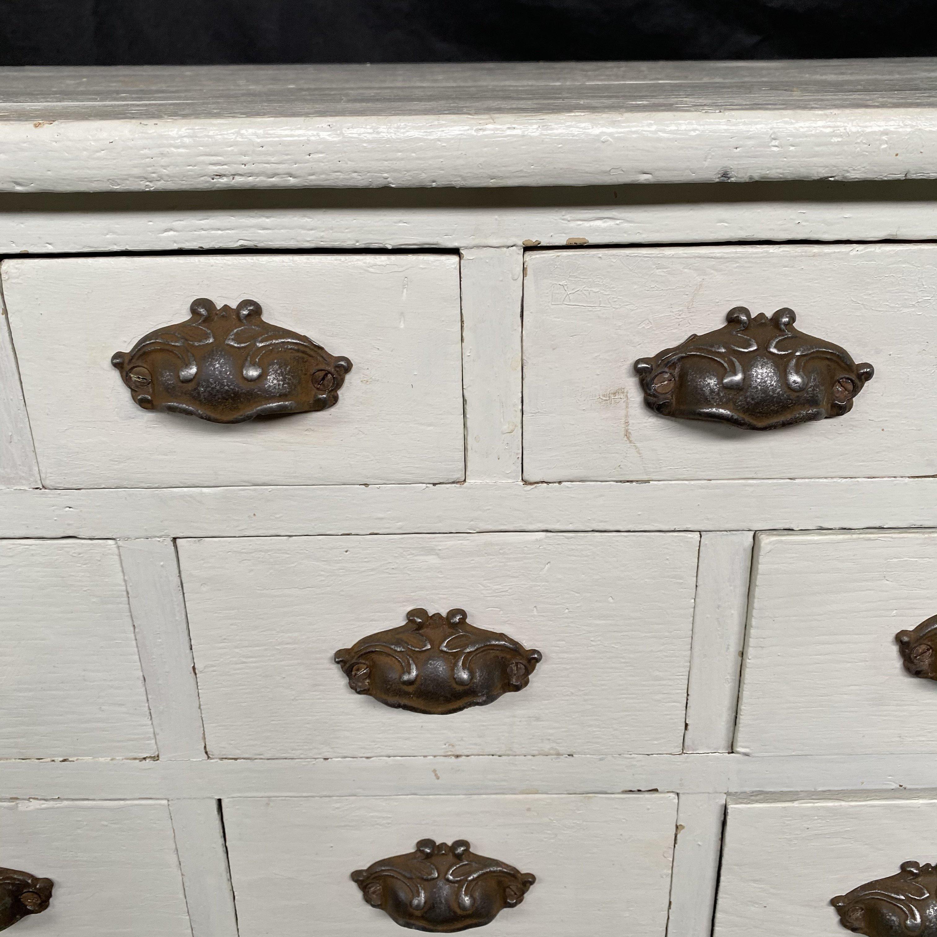 19th Century Early American Apothecary Shop Cabinet Chest of Drawers with 18 Drawers