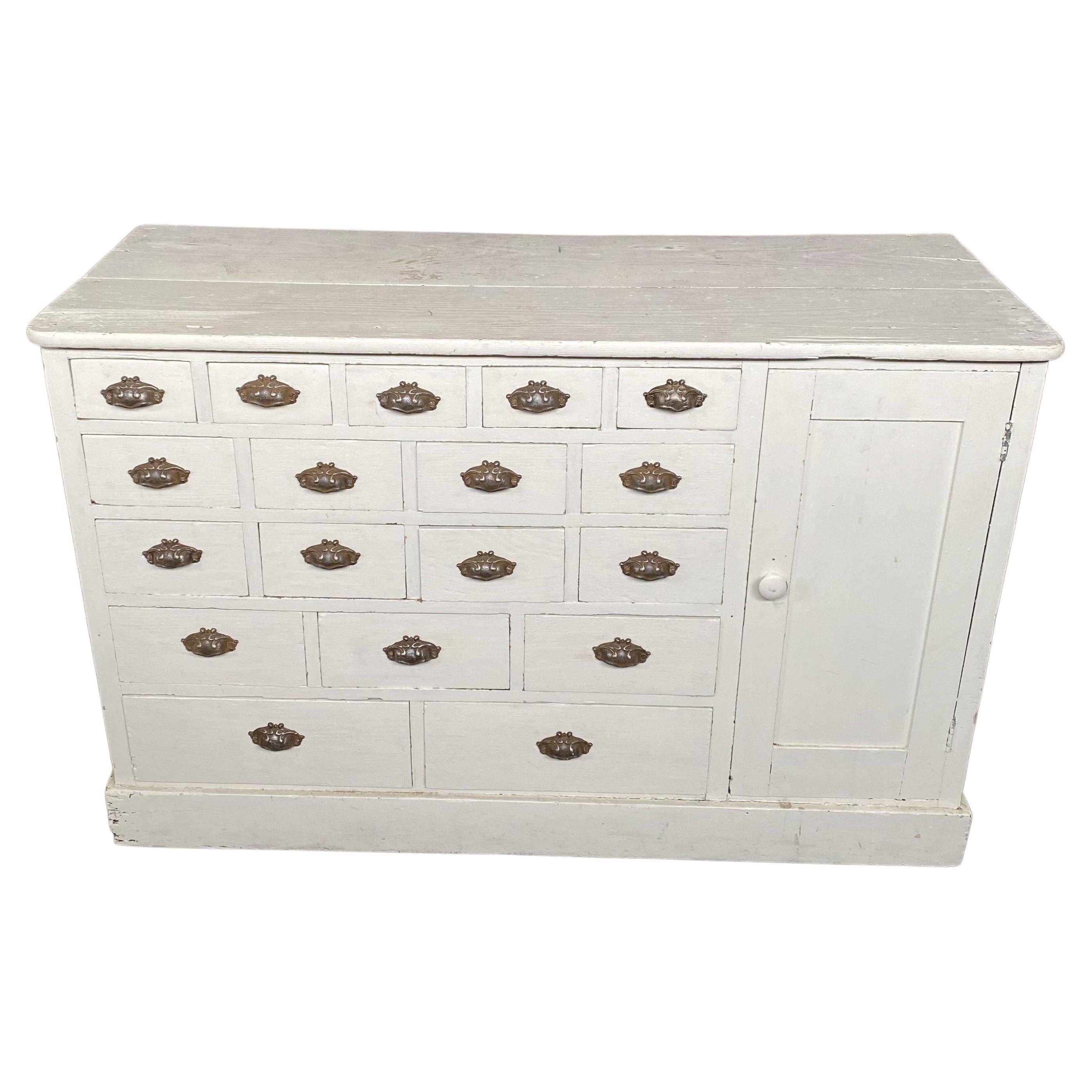 Early American Apothecary Shop Cabinet Chest of Drawers with 18 Drawers