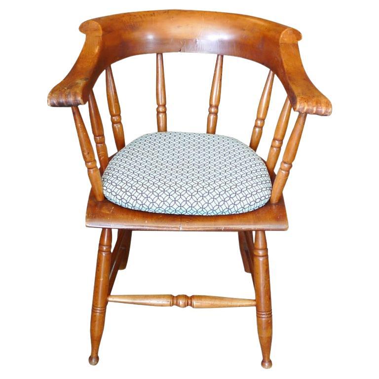 Frühes amerikanisches Arts & Craft Eichenholz Sessel mit Kissen