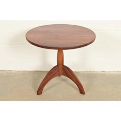 Early American Bench Made Sculpted Solid Walnut Pedestal Tea Table or Side Table
