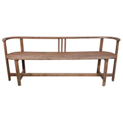 Antique Early American Bench with Oval Arms
