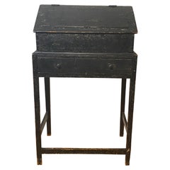 Early American Black Painted Reception Desk, New England, Circa 1730-50