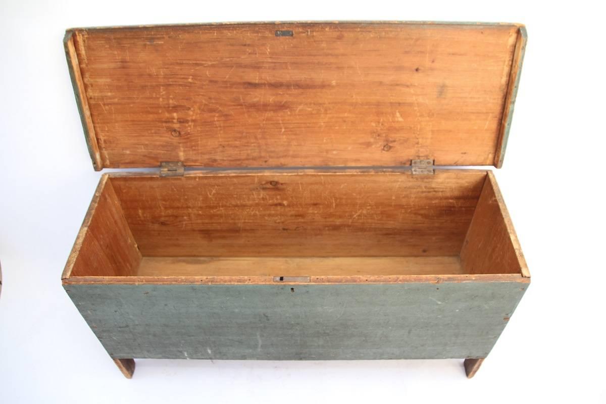 Early American Blue-Green Painted Pine Blanket Chest with Arched Ends 7