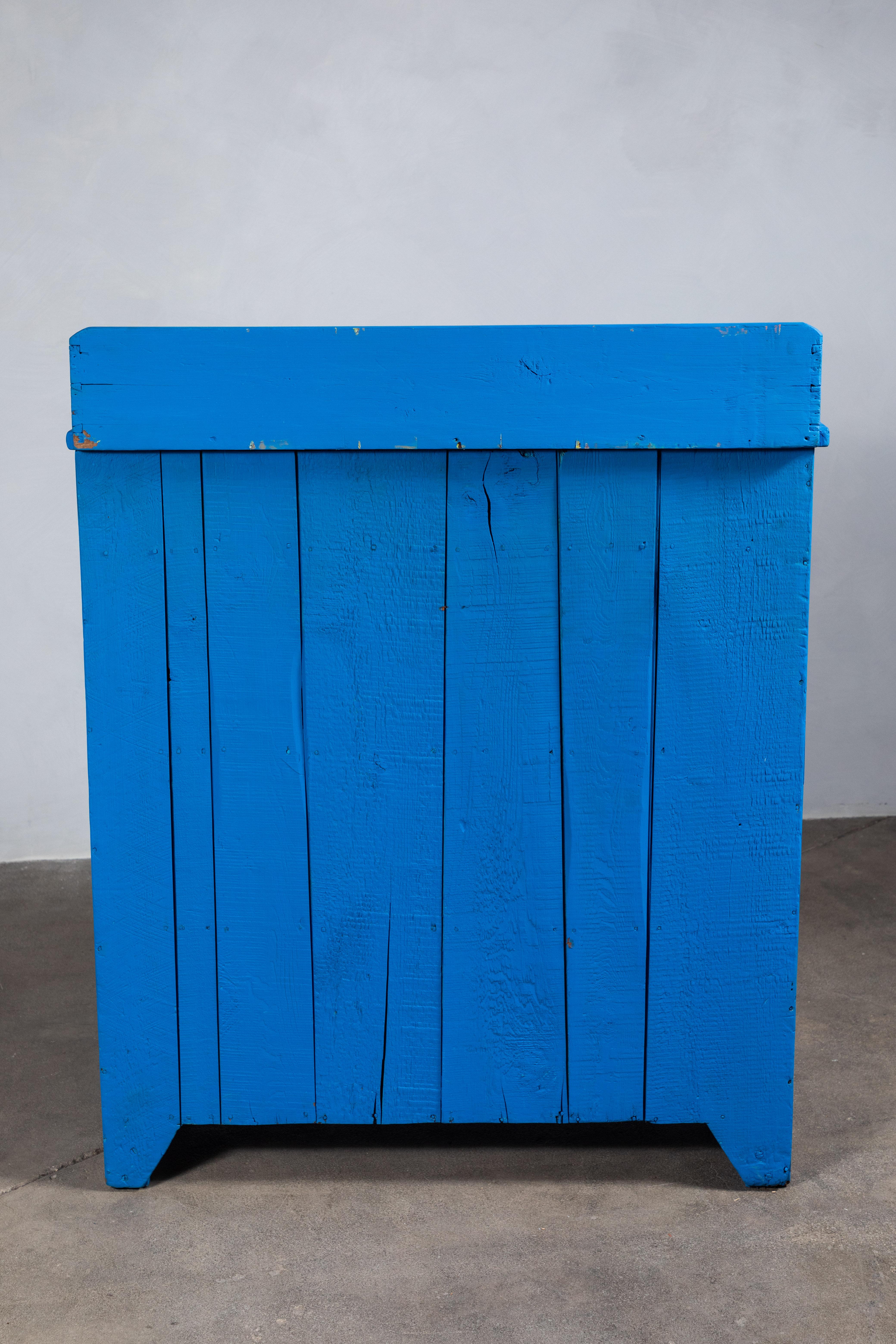 Early American Blue Painted Jelly Cabinet 3