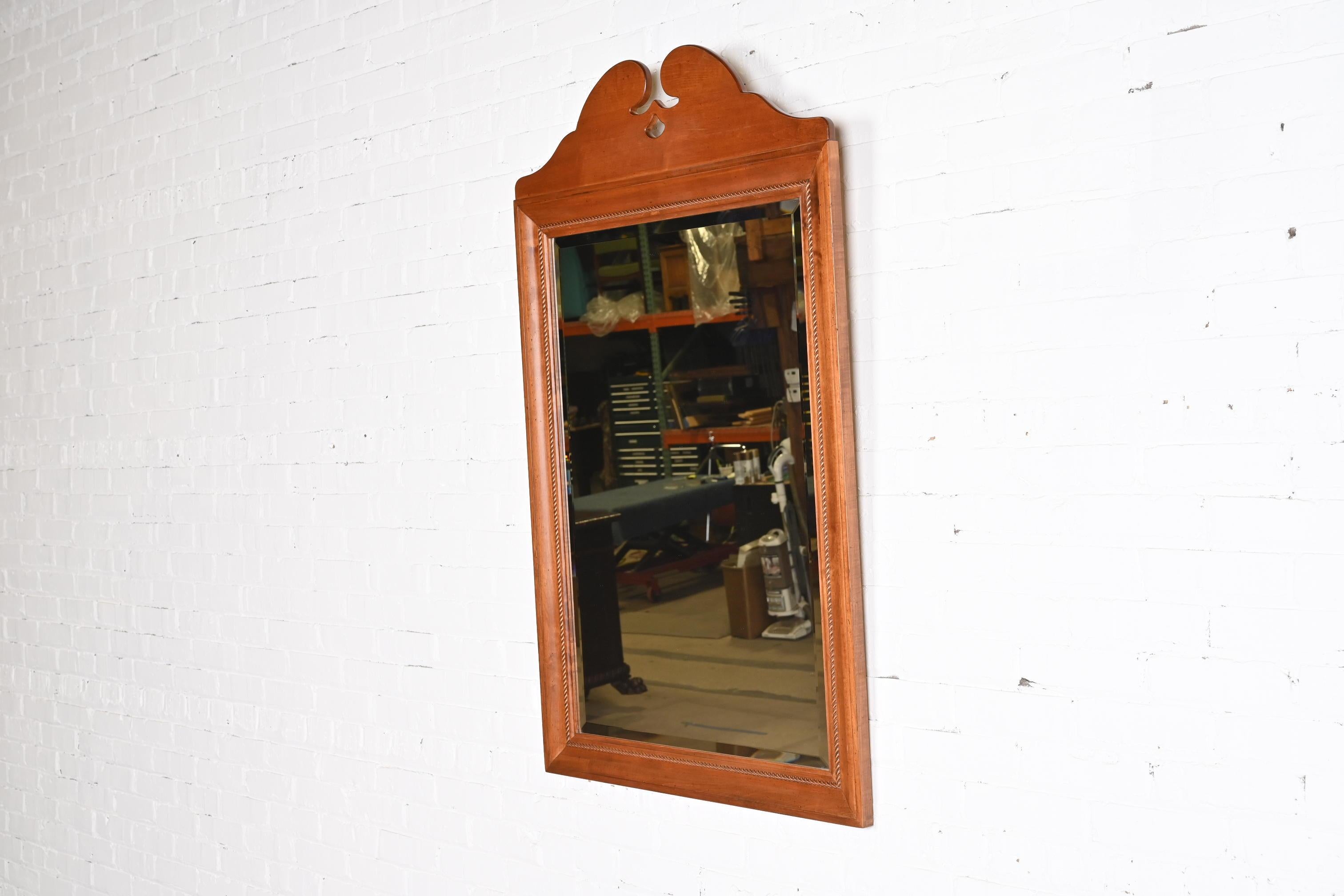 Early American Carved Maple Framed Beveled Wall Mirror In Good Condition For Sale In South Bend, IN