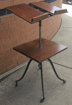 Early American Cast Iron and Maple Bible / Dictionary Stand Adjustable