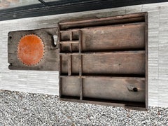 Banco da lavoro da calzolaio americano d'epoca con seduta in pelle
