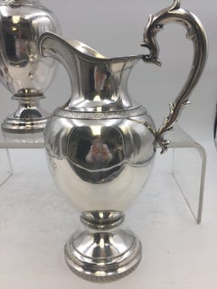 Early American Coin Silver Ewers by Ball Tompkins & Black Pair of Gorham Goblets